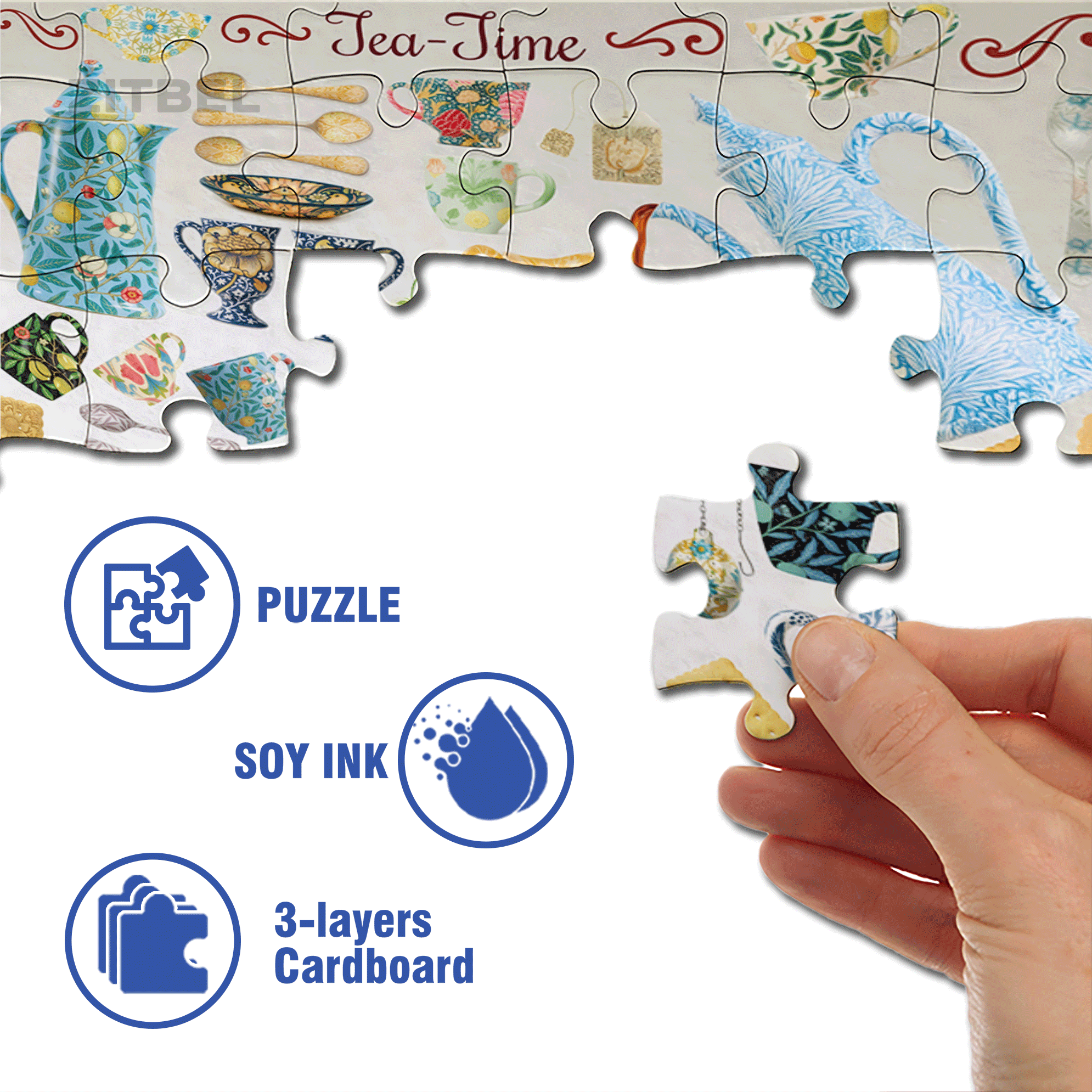 Tea Times 500pcs/1000pcs Jigsaw Puzzle, Scratch-Resistant, Interactive Family Game & Brain-Boosting DIY Decor, Perfect for Halloween, Christmas & New Year Gifts, Family Puzzle Game