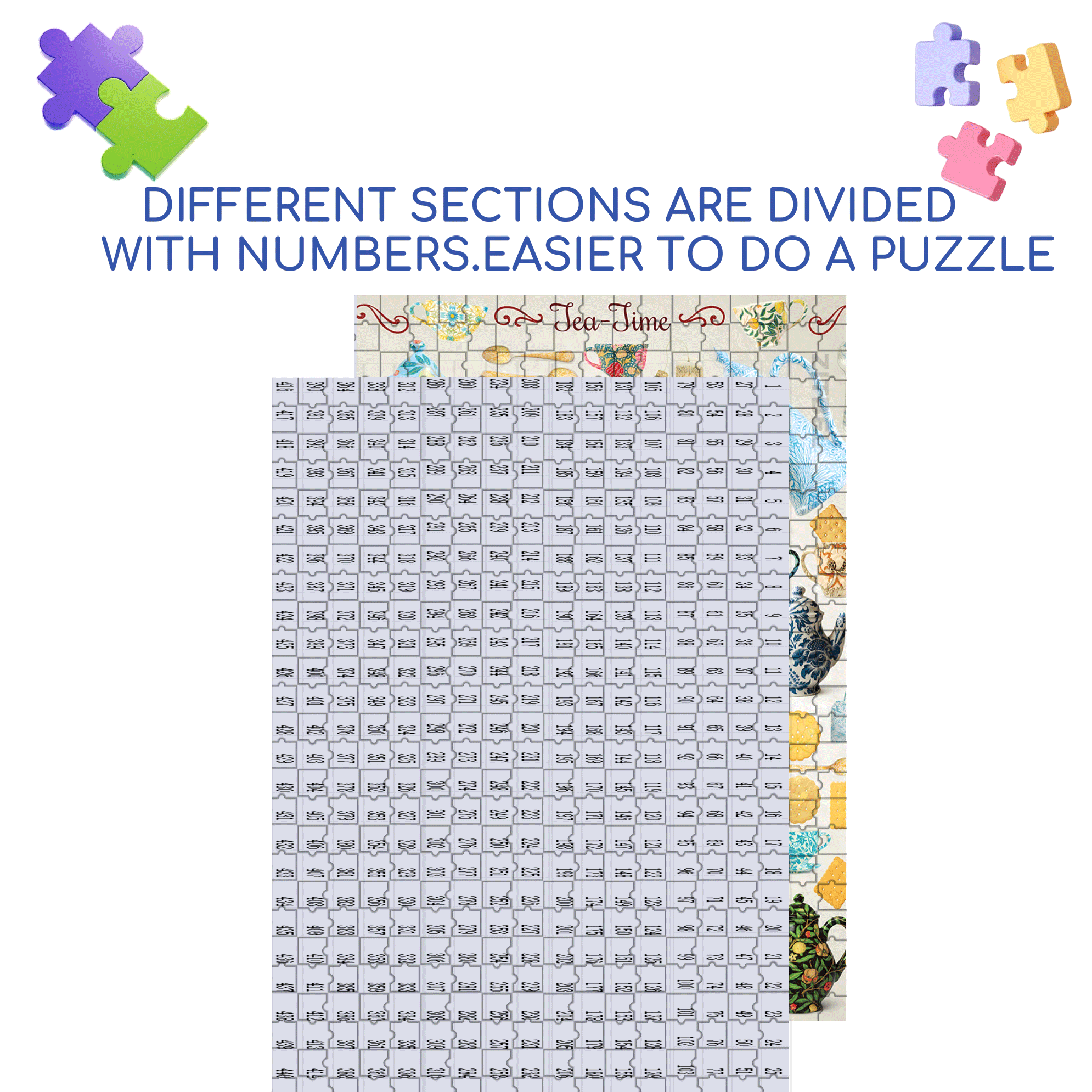 Tea Times 500pcs/1000pcs Jigsaw Puzzle, Scratch-Resistant, Interactive Family Game & Brain-Boosting DIY Decor, Perfect for Halloween, Christmas & New Year Gifts, Family Puzzle Game