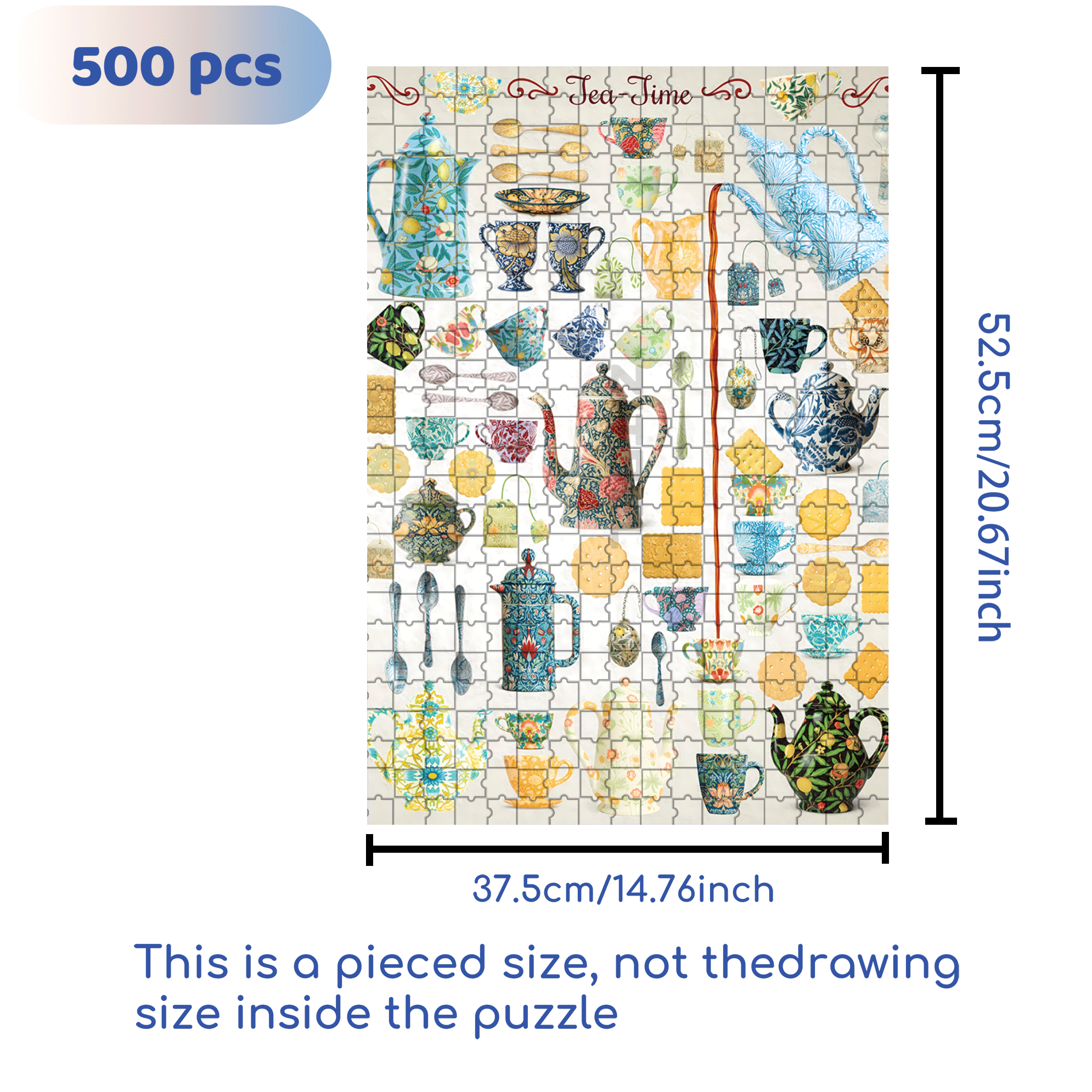 Tea Times 500pcs/1000pcs Jigsaw Puzzle, Scratch-Resistant, Interactive Family Game & Brain-Boosting DIY Decor, Perfect for Halloween, Christmas & New Year Gifts, Family Puzzle Game
