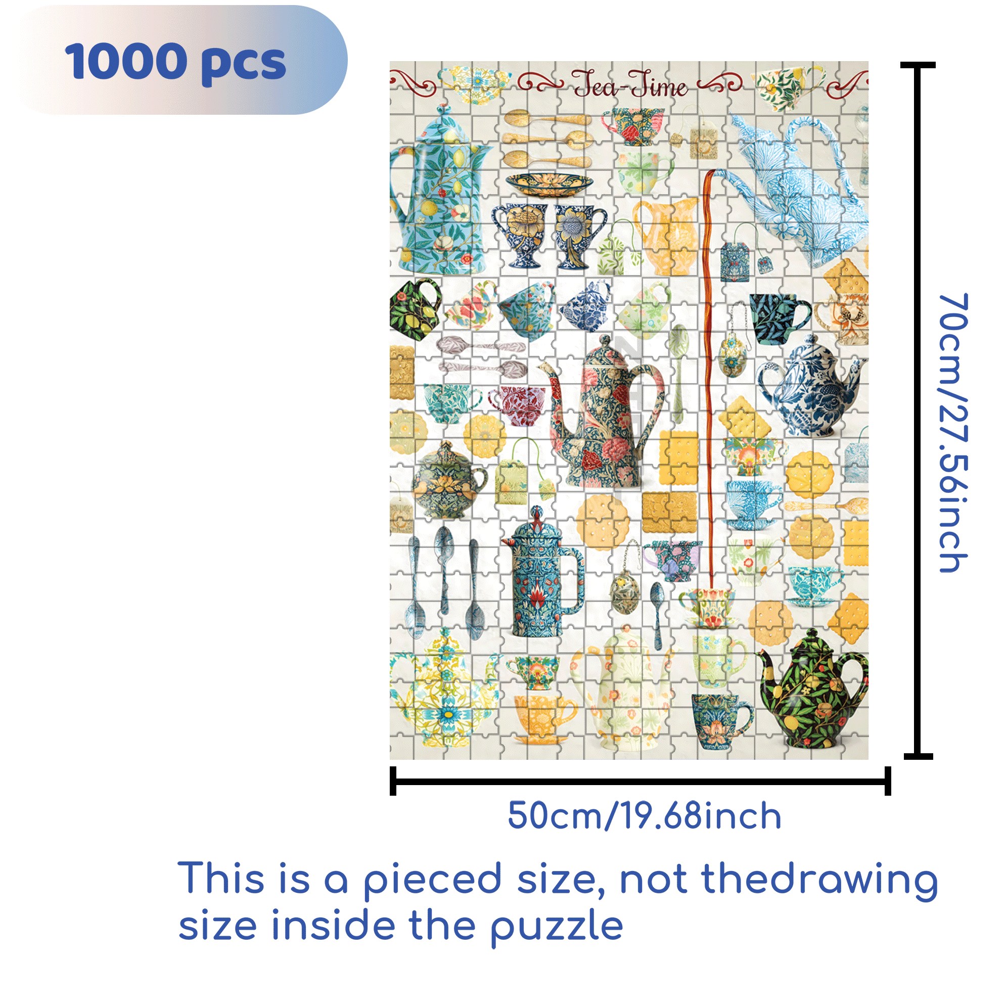 Tea Times 500pcs/1000pcs Jigsaw Puzzle, Scratch-Resistant, Interactive Family Game & Brain-Boosting DIY Decor, Perfect for Halloween, Christmas & New Year Gifts, Family Puzzle Game