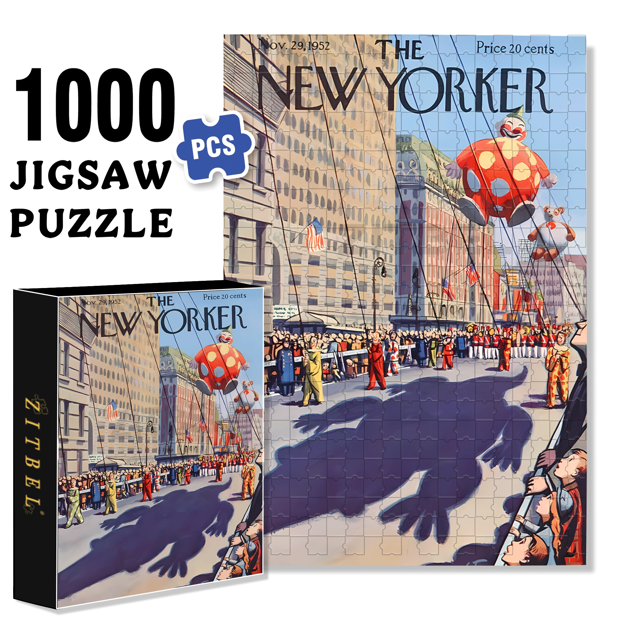 Thanksgiving Day Parade 500pcs/1000pcs Jigsaw Puzzle, Scratch-Resistant, Interactive Family Game & Brain-Boosting DIY Decor, Perfect for Halloween, Christmas & New Year Gifts, Family Puzzle Game