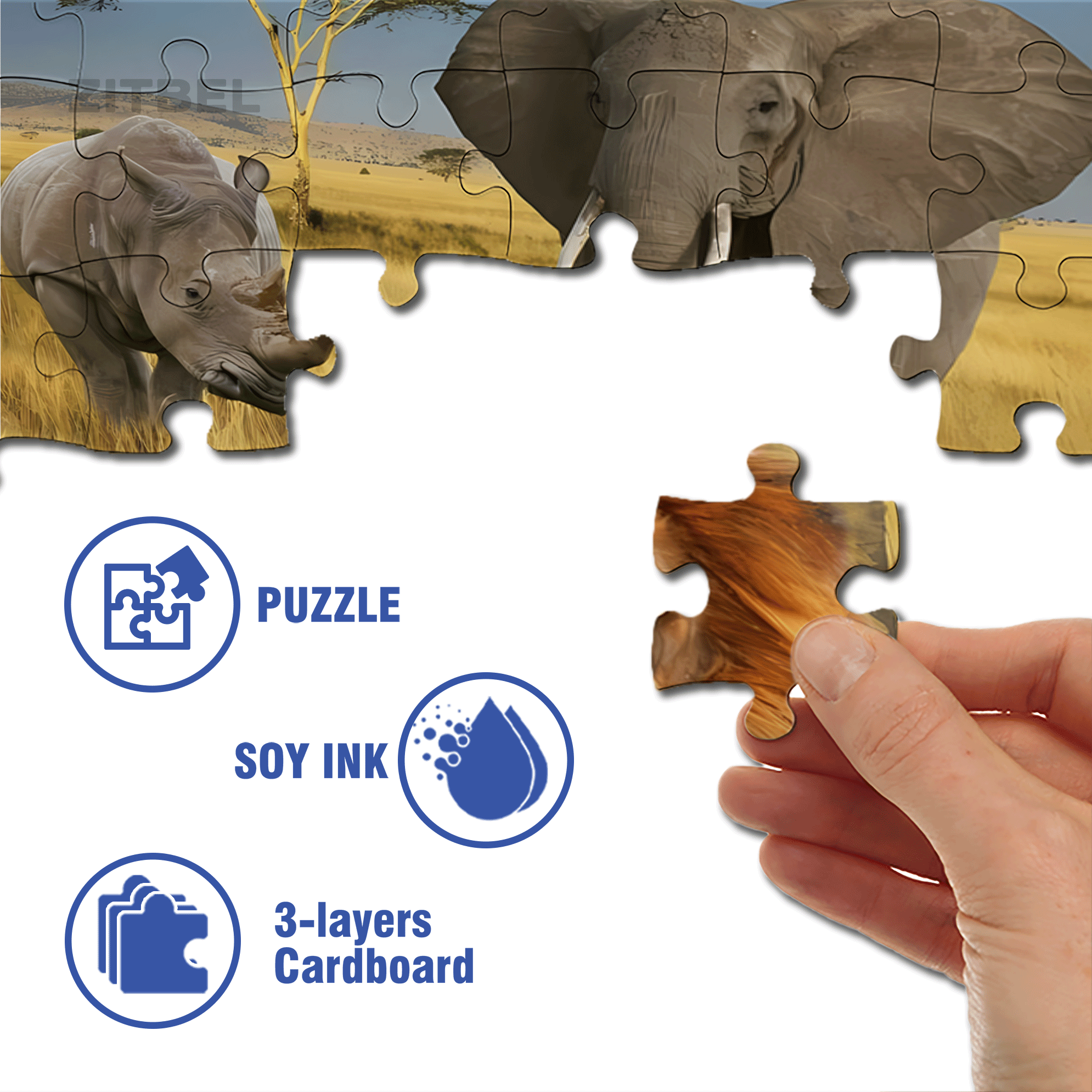The African Big Five 500pcs/1000pcs Jigsaw Puzzle, Scratch-Resistant, Interactive Family Game & Brain-Boosting DIY Decor, Perfect for Halloween, Christmas & New Year Gifts, Family Puzzle Game
