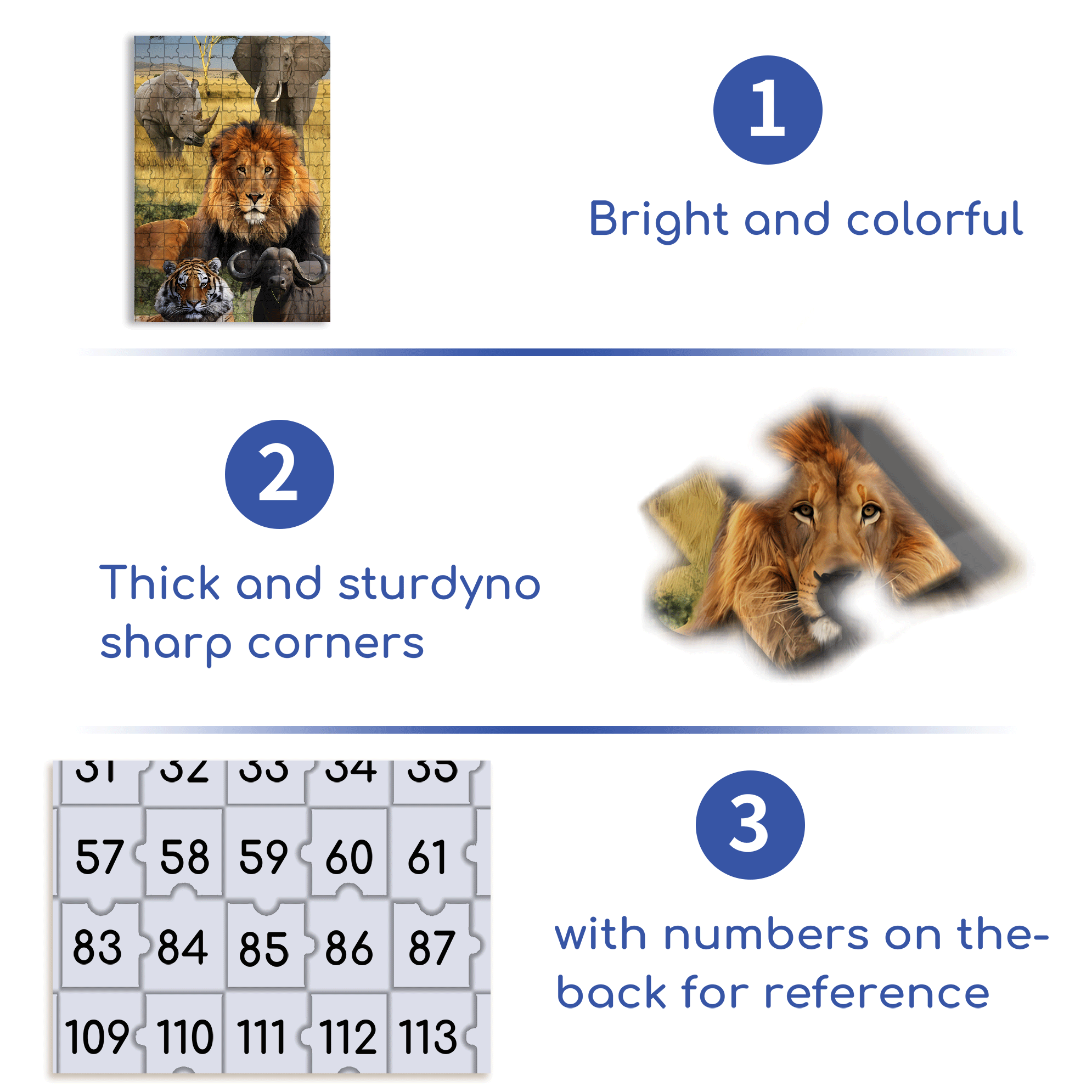The African Big Five 500pcs/1000pcs Jigsaw Puzzle, Scratch-Resistant, Interactive Family Game & Brain-Boosting DIY Decor, Perfect for Halloween, Christmas & New Year Gifts, Family Puzzle Game