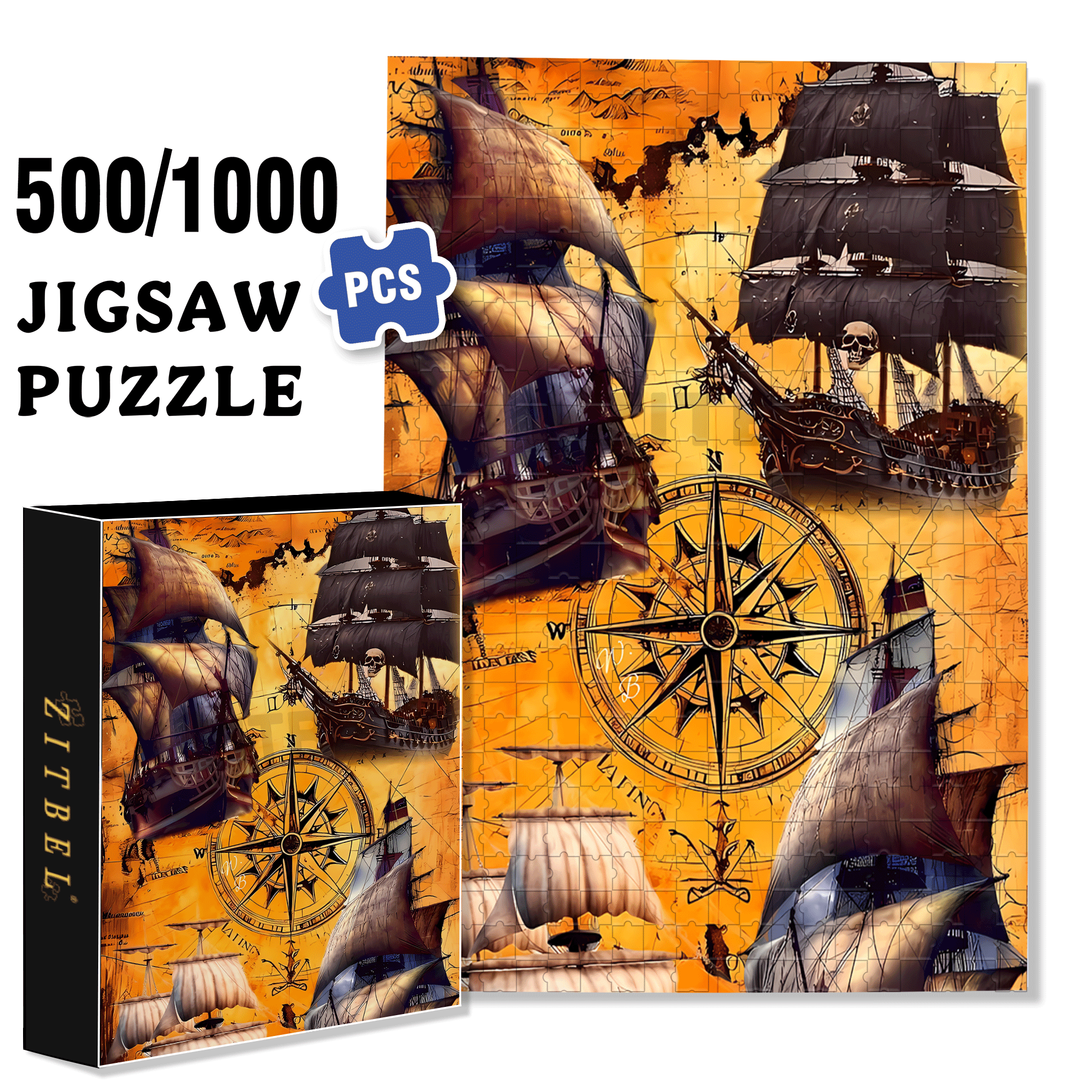 The Age of Discovery 500pcs/1000pcs Jigsaw Puzzle, Scratch-Resistant, Interactive Family Game & Brain-Boosting DIY Decor, Perfect for Halloween, Christmas & New Year Gifts, Family Puzzle Game