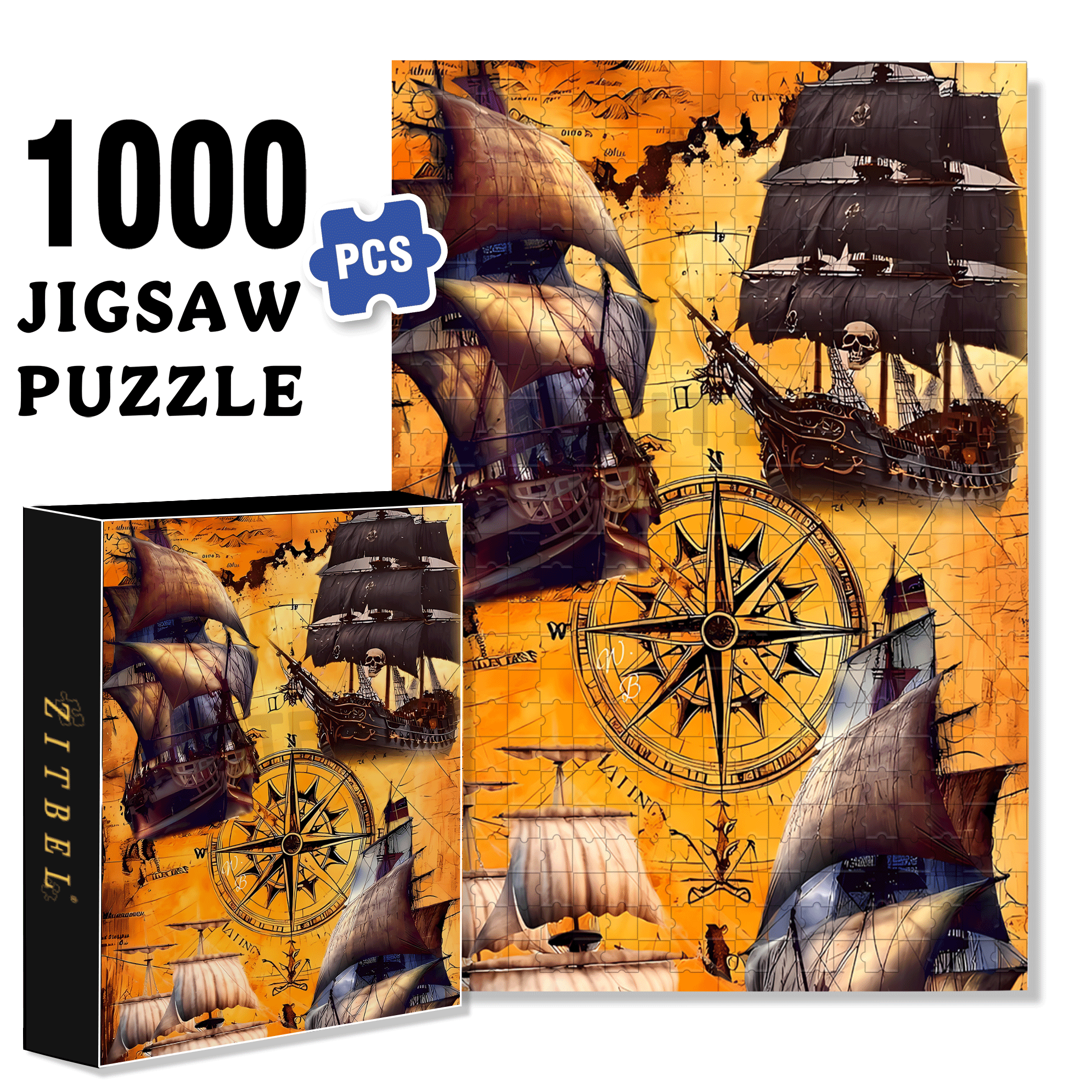 The Age of Discovery 500pcs/1000pcs Jigsaw Puzzle, Scratch-Resistant, Interactive Family Game & Brain-Boosting DIY Decor, Perfect for Halloween, Christmas & New Year Gifts, Family Puzzle Game