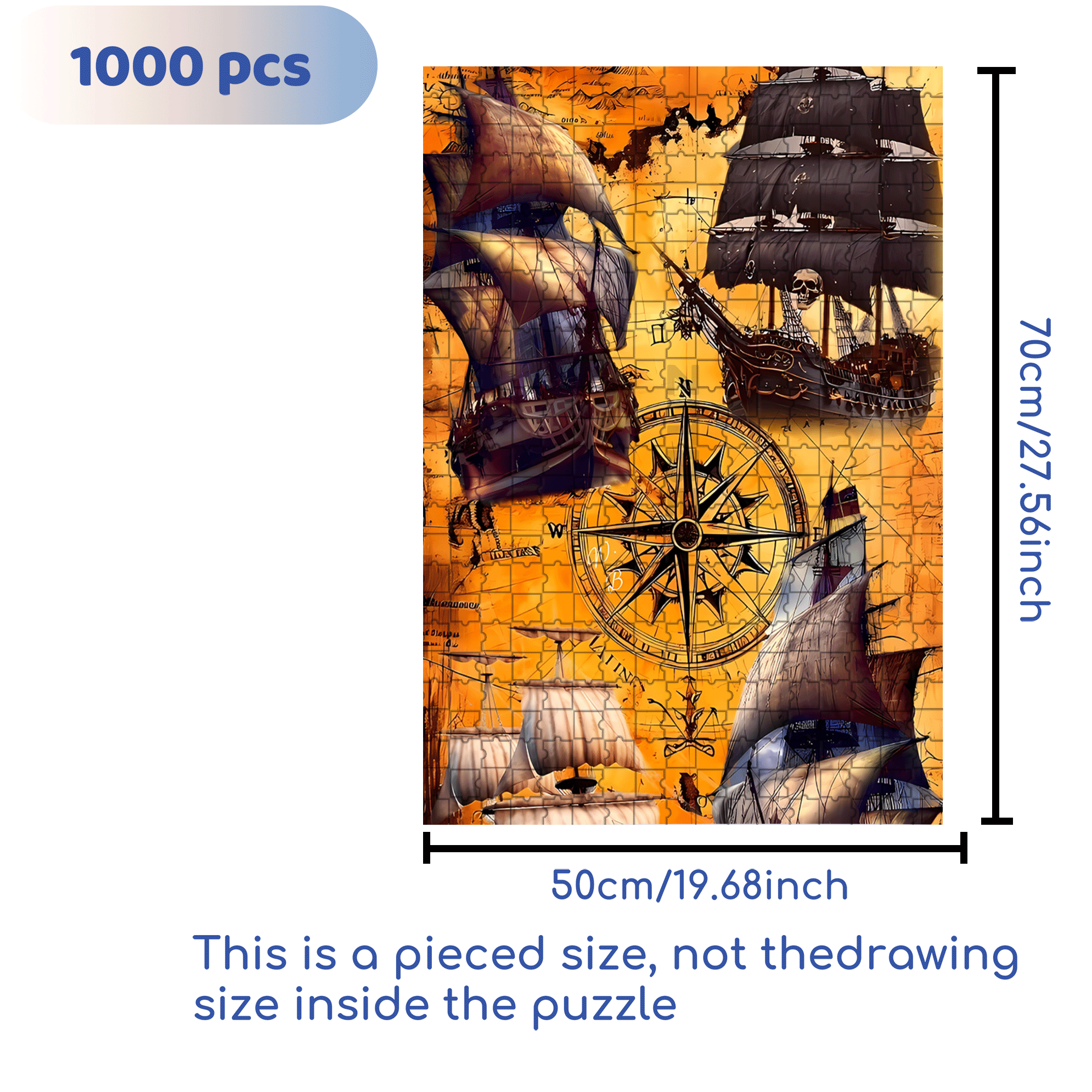 The Age of Discovery 500pcs/1000pcs Jigsaw Puzzle, Scratch-Resistant, Interactive Family Game & Brain-Boosting DIY Decor, Perfect for Halloween, Christmas & New Year Gifts, Family Puzzle Game