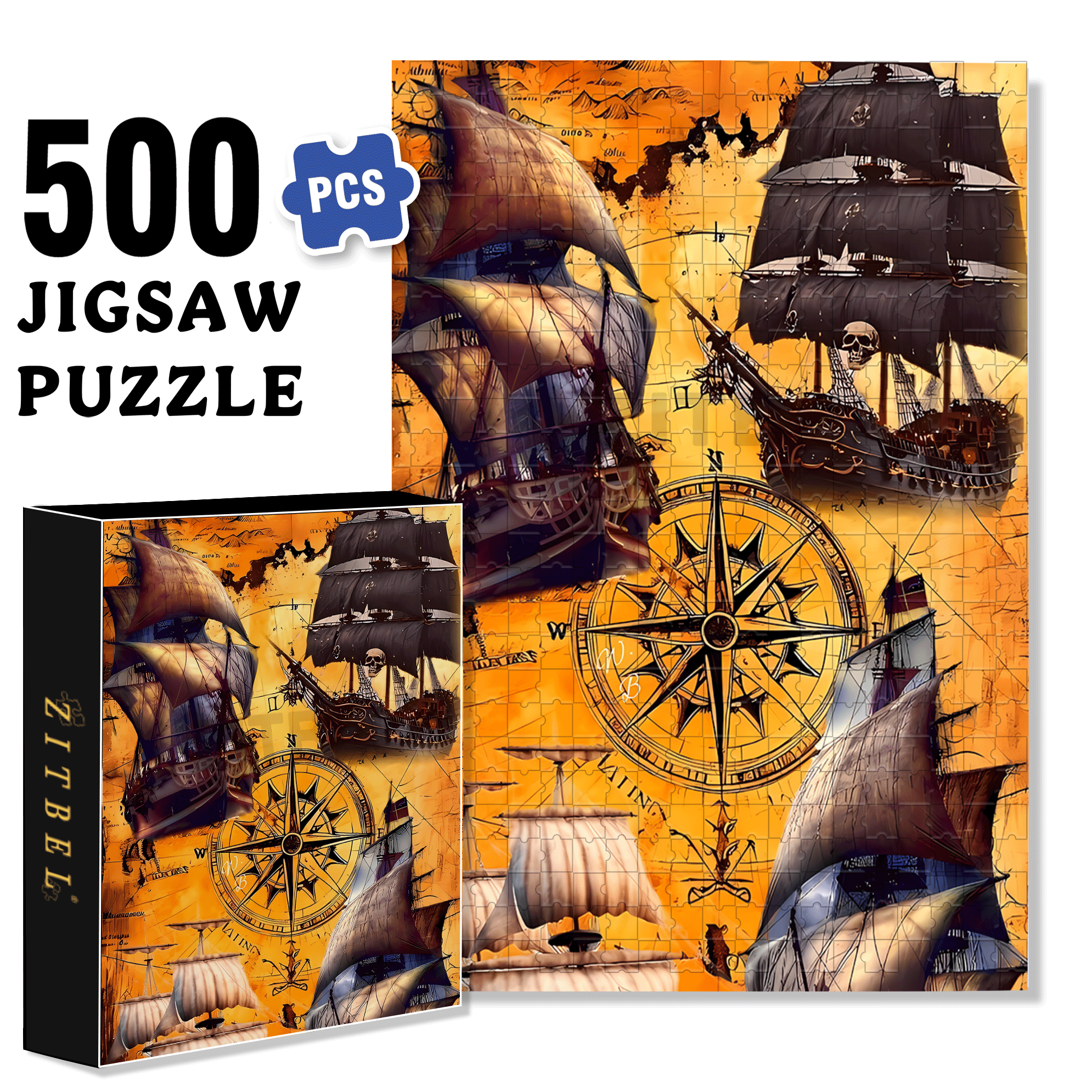 The Age of Discovery 500pcs/1000pcs Jigsaw Puzzle, Scratch-Resistant, Interactive Family Game & Brain-Boosting DIY Decor, Perfect for Halloween, Christmas & New Year Gifts, Family Puzzle Game