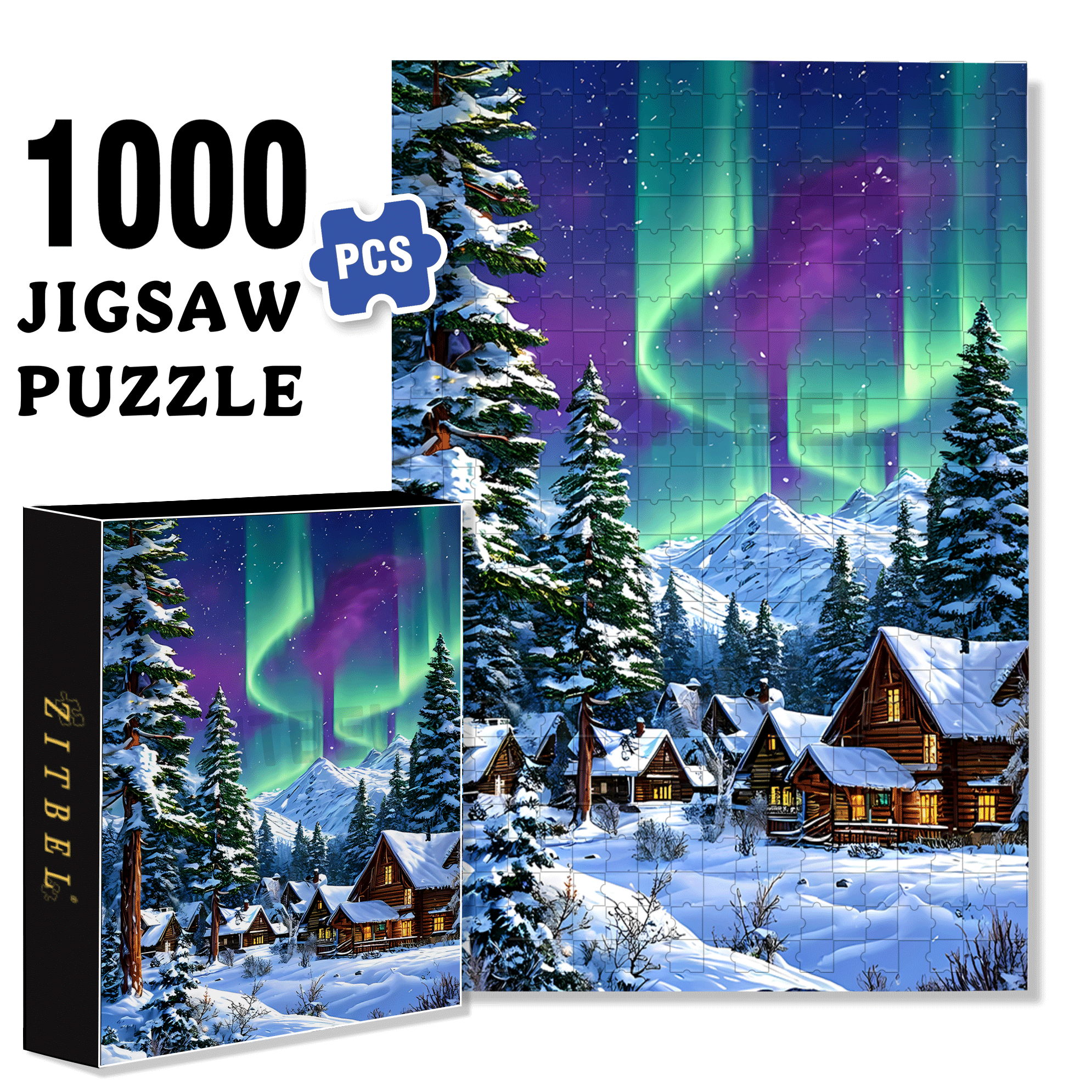 The Aurora Dances 500pcs/1000pcs Jigsaw Puzzle, Scratch-Resistant, Interactive Family Game & Brain-Boosting DIY Decor, Perfect for Halloween, Christmas & New Year Gifts, Family Puzzle Game