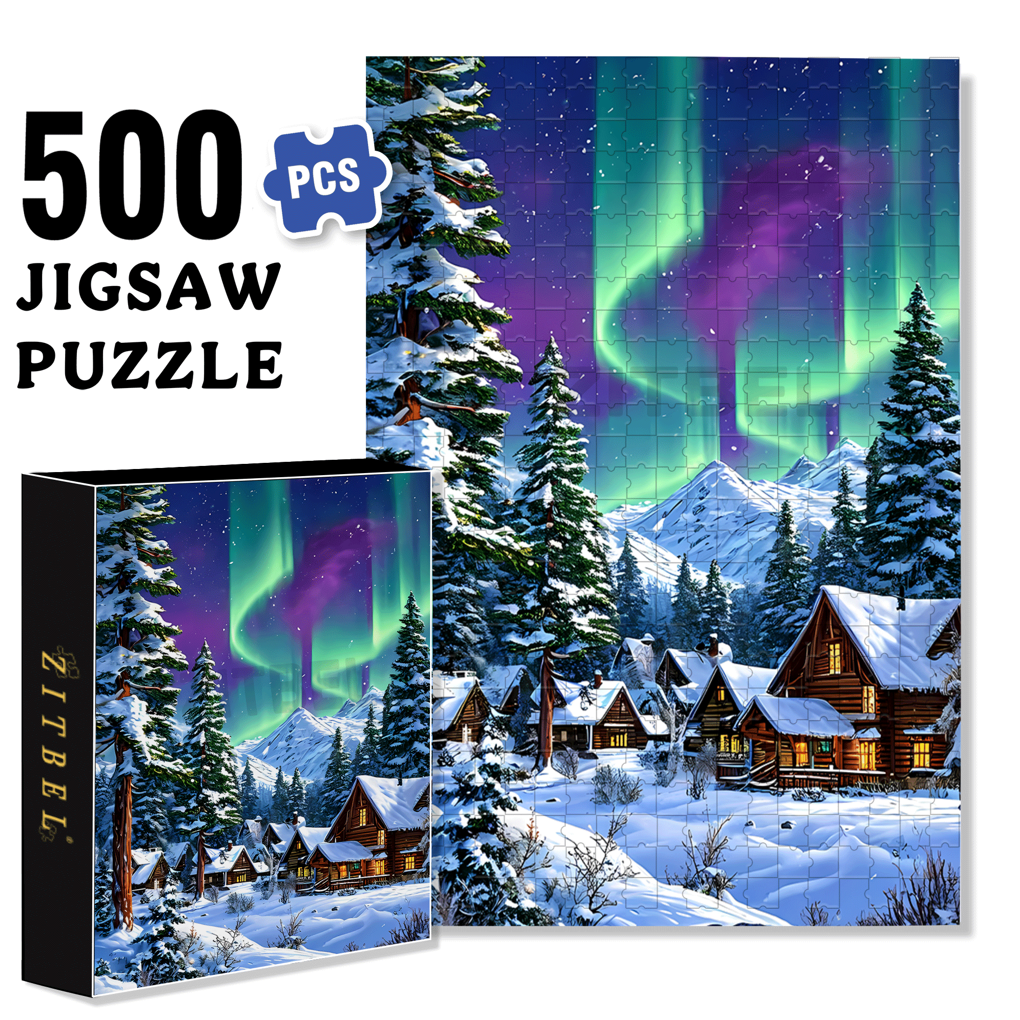 The Aurora Dances 500pcs/1000pcs Jigsaw Puzzle, Scratch-Resistant, Interactive Family Game & Brain-Boosting DIY Decor, Perfect for Halloween, Christmas & New Year Gifts, Family Puzzle Game