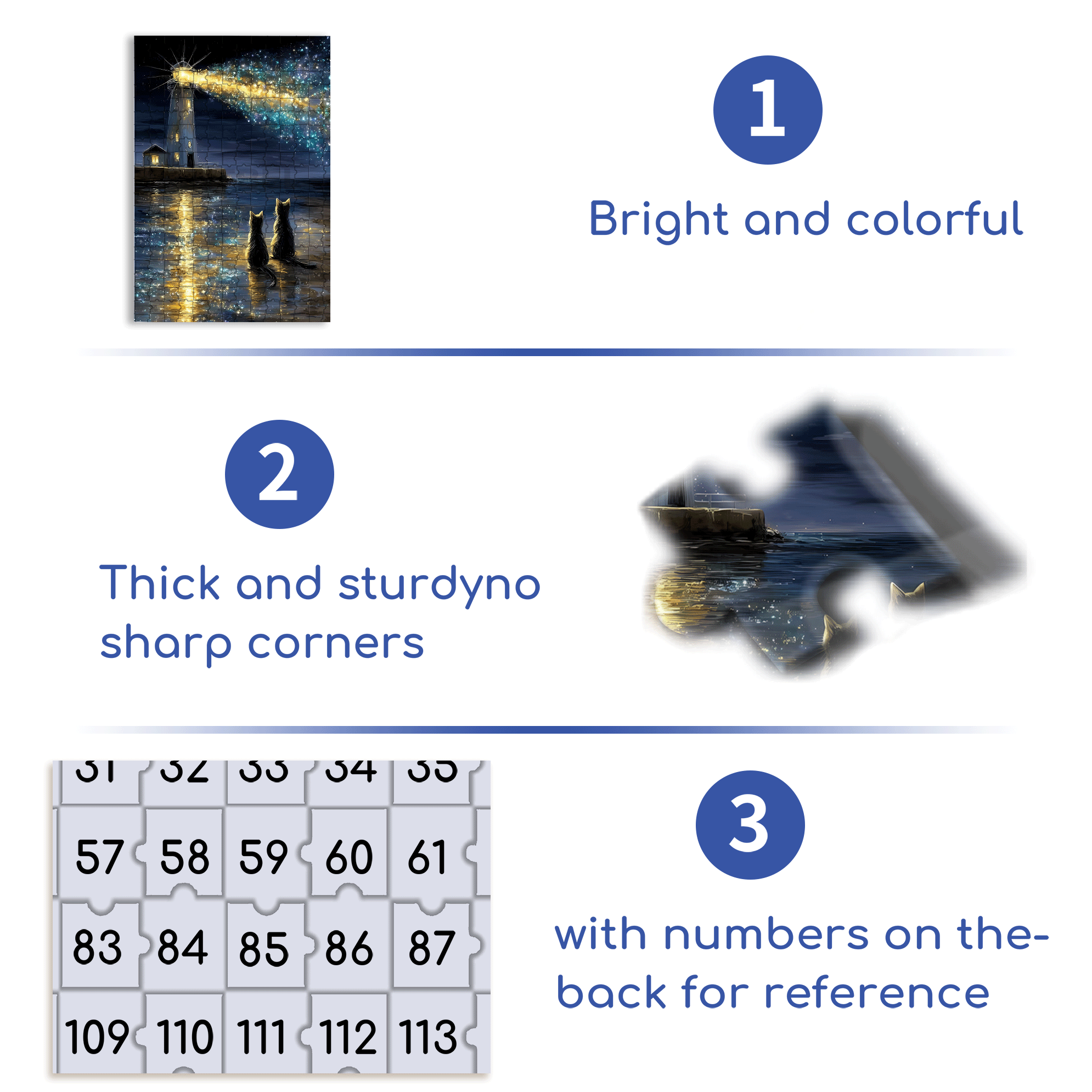 The Lighthouse And The Stargazing Cat 500pcs/1000pcs Jigsaw Puzzle, Scratch-Resistant, Interactive Family Game & Brain-Boosting DIY Decor, Perfect for Halloween, Christmas & New Year Gifts, Family Puzzle Game