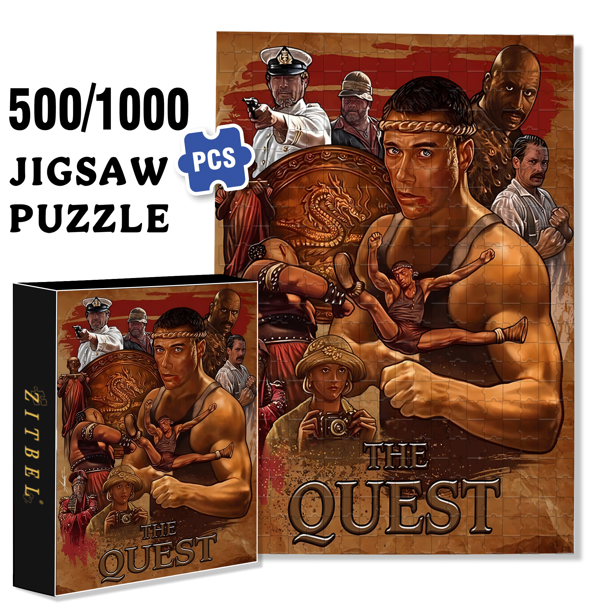 The Quest 500pcs/1000pcs Jigsaw Puzzle, Scratch-Resistant, Interactive Family Game & Brain-Boosting DIY Decor, Perfect for Halloween, Christmas & New Year Gifts, Family Puzzle Game