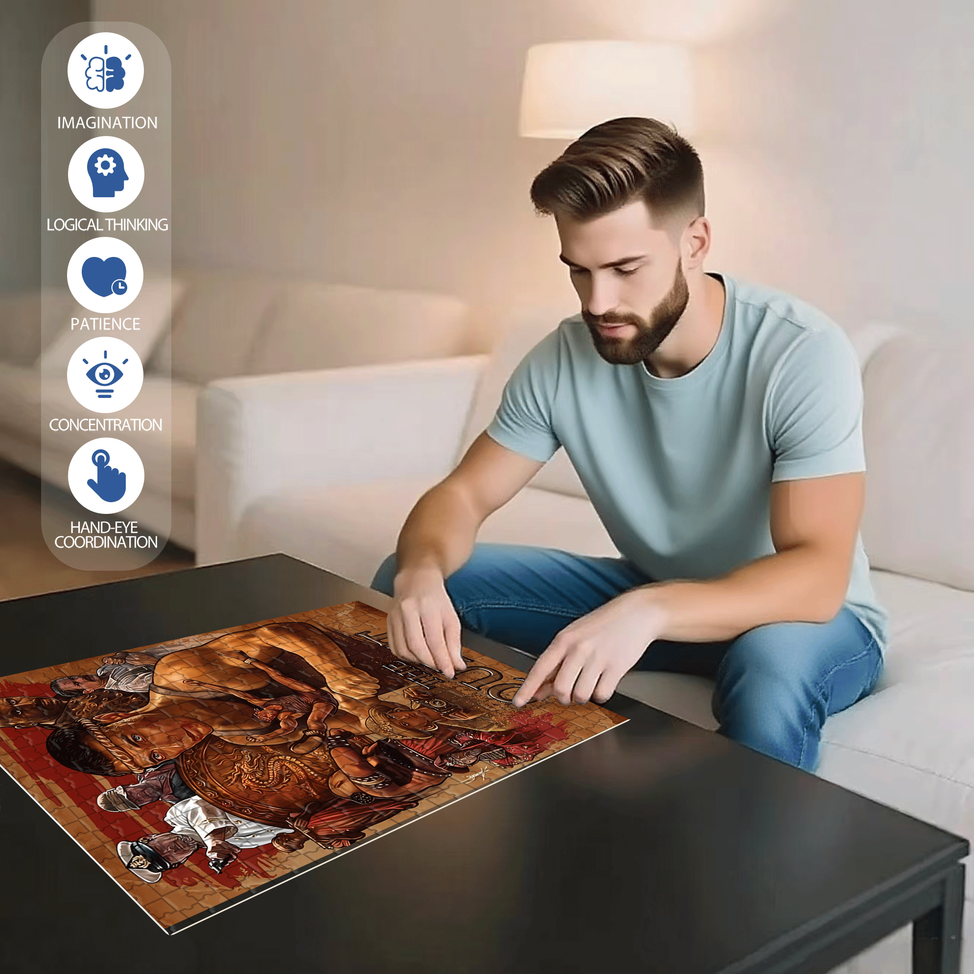 The Quest 500pcs/1000pcs Jigsaw Puzzle, Scratch-Resistant, Interactive Family Game & Brain-Boosting DIY Decor, Perfect for Halloween, Christmas & New Year Gifts, Family Puzzle Game