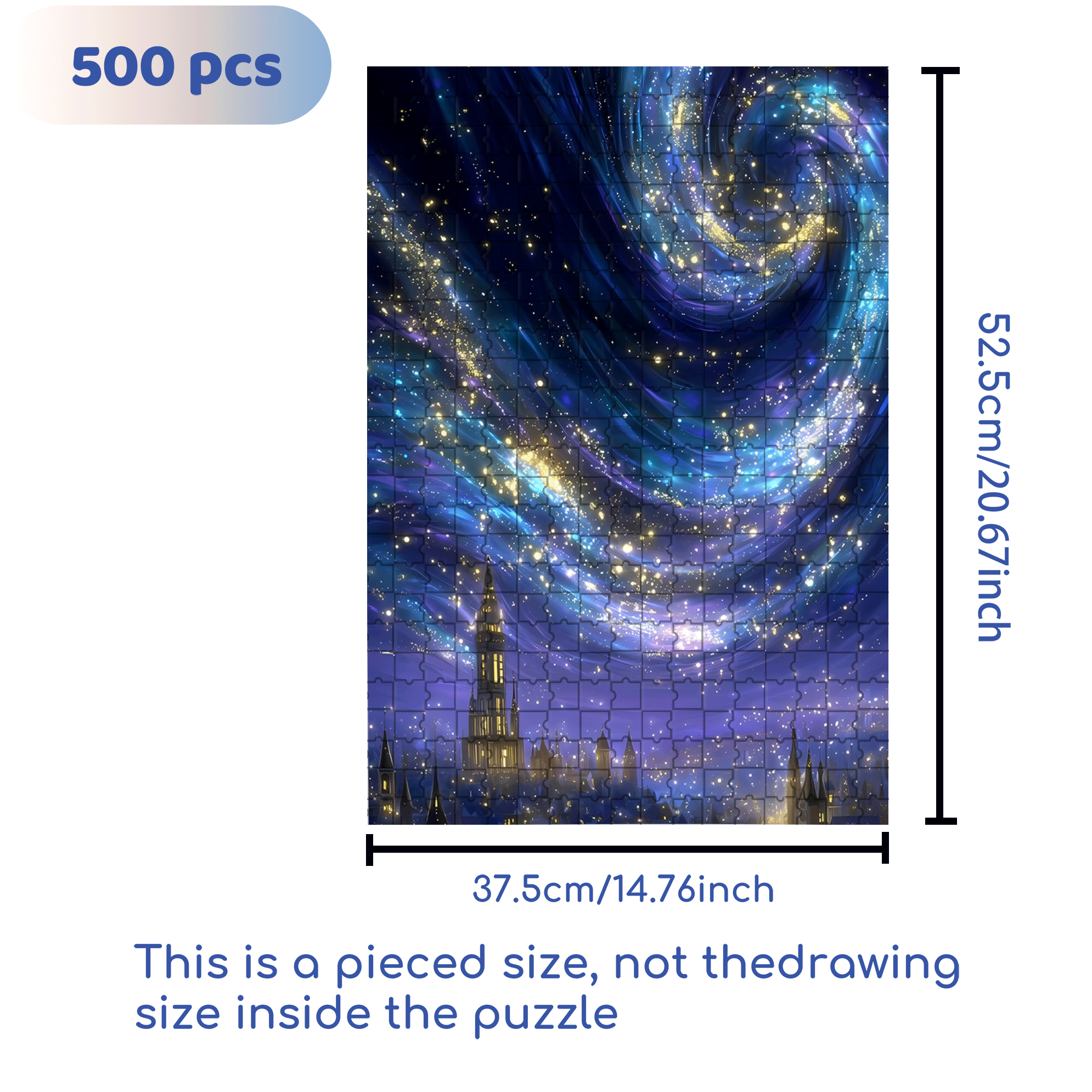 The Sleepless City Beneath The Spiral Galaxy 500pcs/1000pcs Jigsaw Puzzle, Scratch-Resistant, Interactive Family Game & Brain-Boosting DIY Decor, Perfect for Halloween, Christmas & New Year Gifts, Family Puzzle Game