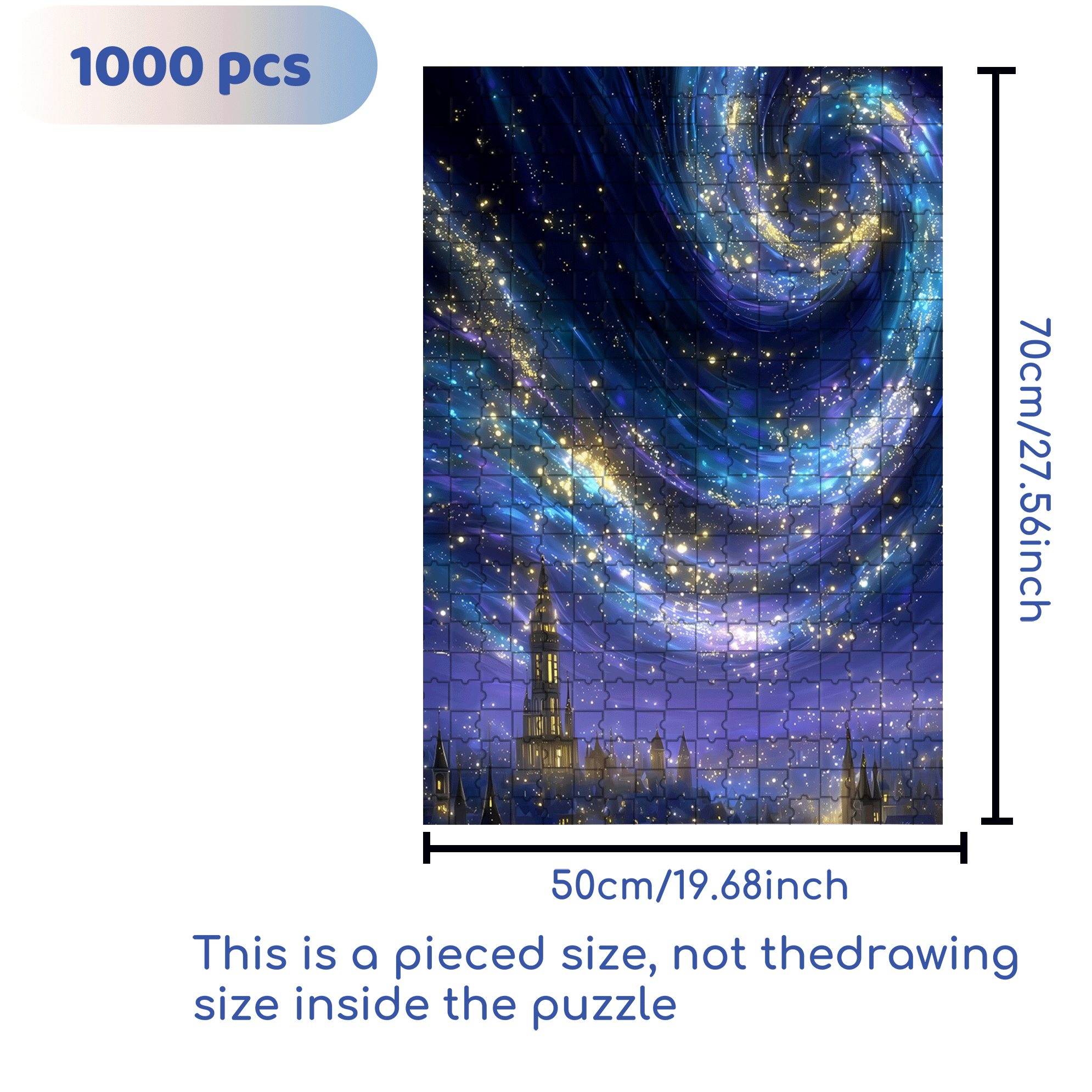 The Sleepless City Beneath The Spiral Galaxy 500pcs/1000pcs Jigsaw Puzzle, Scratch-Resistant, Interactive Family Game & Brain-Boosting DIY Decor, Perfect for Halloween, Christmas & New Year Gifts, Family Puzzle Game