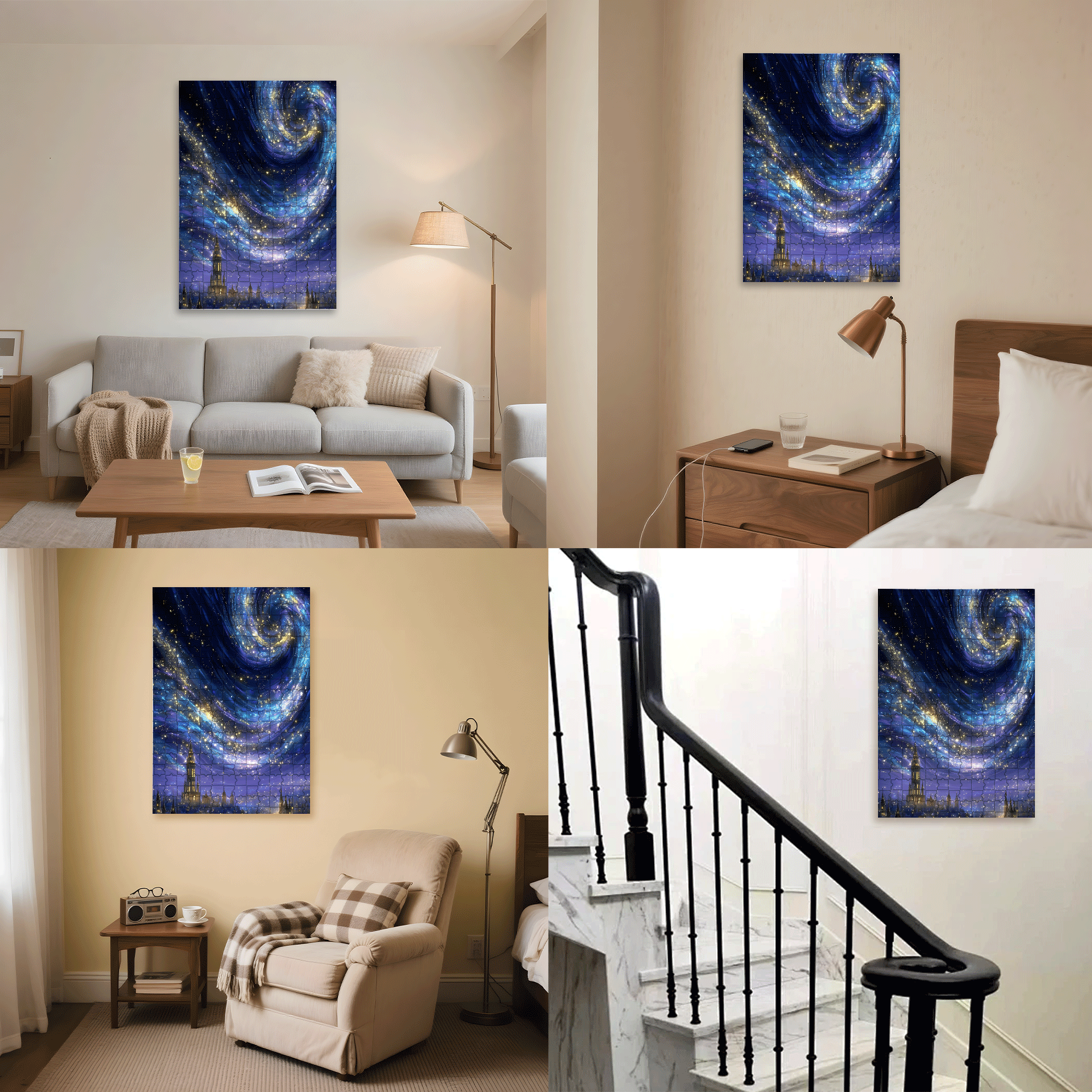 The Sleepless City Beneath The Spiral Galaxy 500pcs/1000pcs Jigsaw Puzzle, Scratch-Resistant, Interactive Family Game & Brain-Boosting DIY Decor, Perfect for Halloween, Christmas & New Year Gifts, Family Puzzle Game