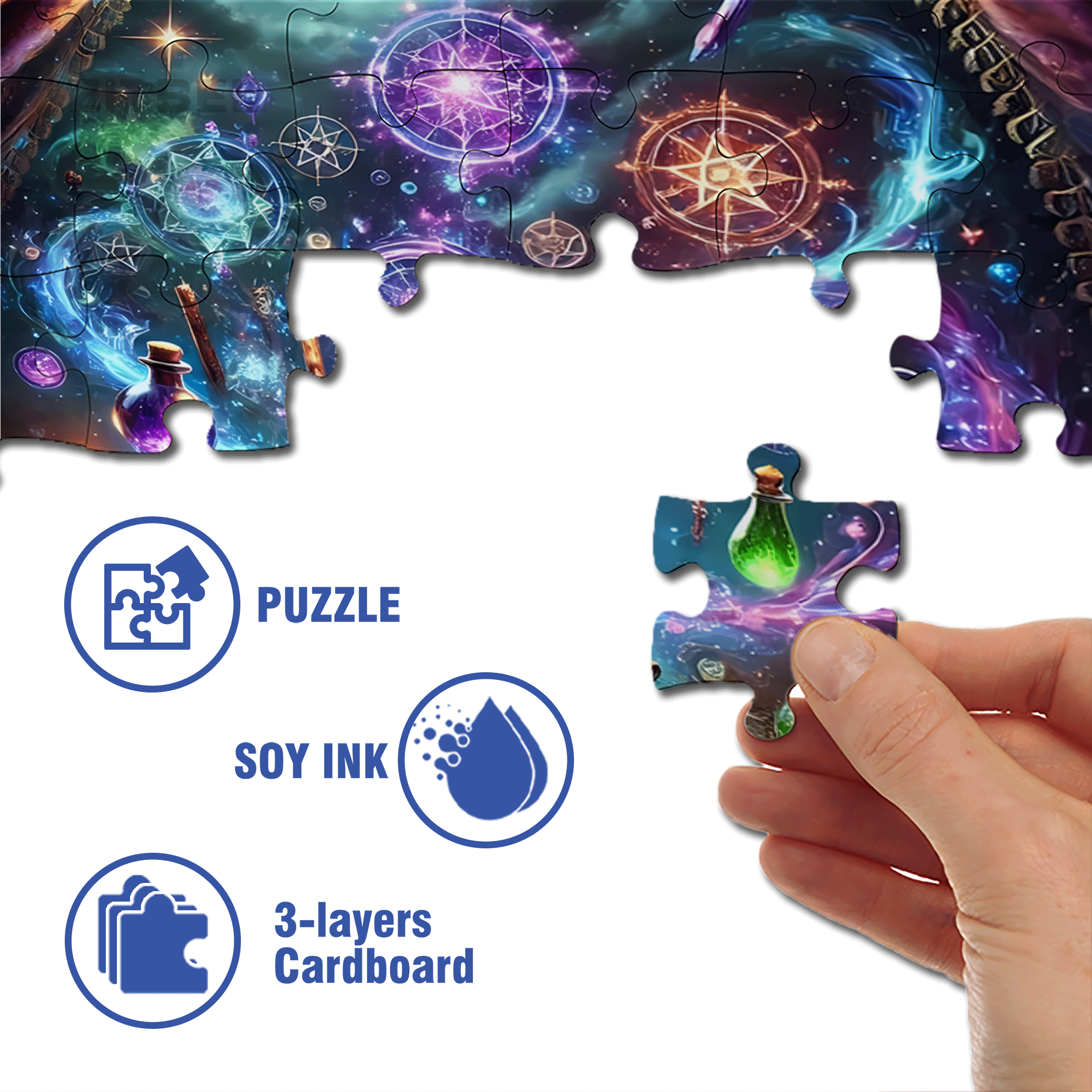The Sorcerer's Book 500pcs/1000pcs Jigsaw Puzzle, Scratch-Resistant, Interactive Family Game & Brain-Boosting DIY Decor, Perfect for Halloween, Christmas & New Year Gifts, Family Puzzle Game