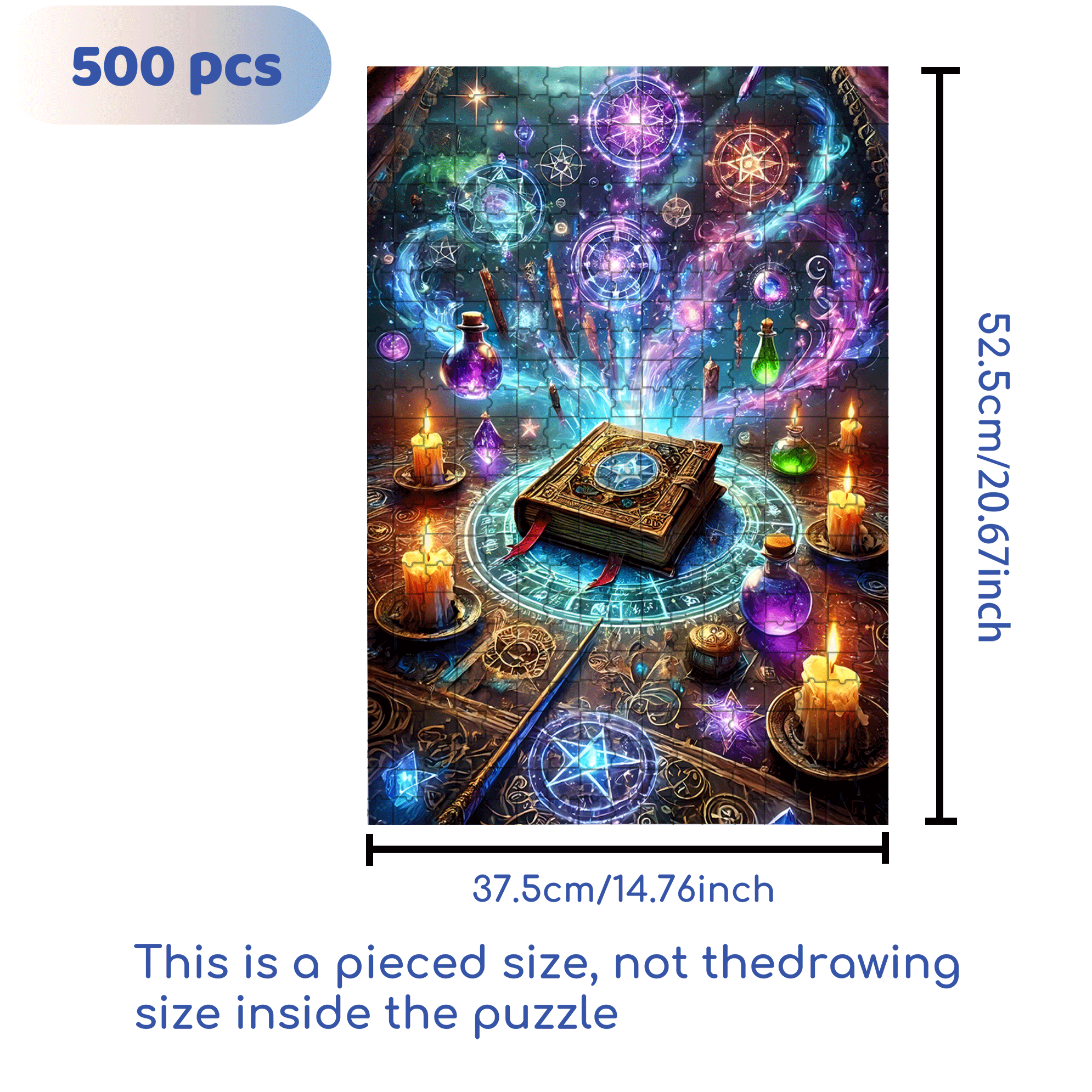 The Sorcerer's Book 500pcs/1000pcs Jigsaw Puzzle, Scratch-Resistant, Interactive Family Game & Brain-Boosting DIY Decor, Perfect for Halloween, Christmas & New Year Gifts, Family Puzzle Game