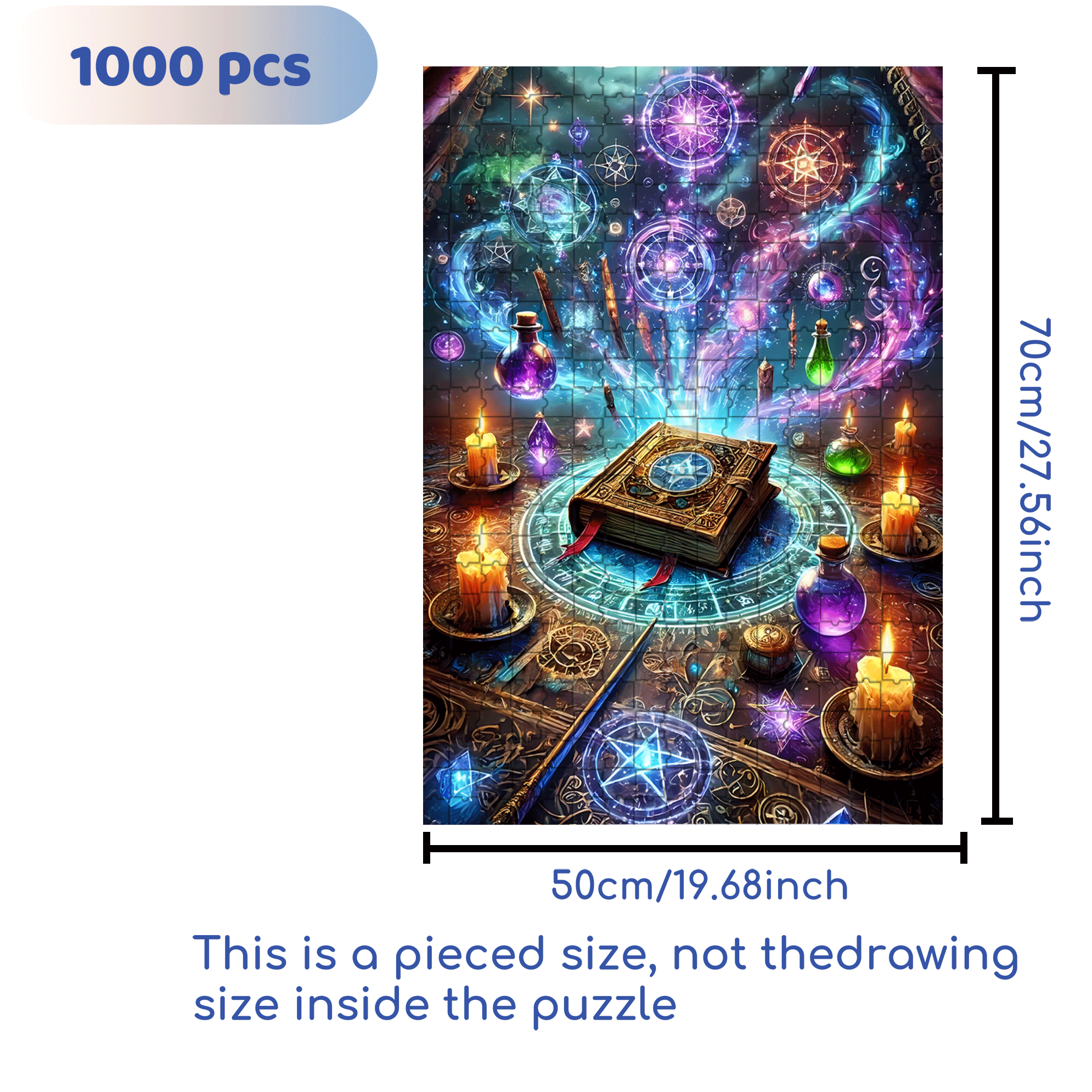 The Sorcerer's Book 500pcs/1000pcs Jigsaw Puzzle, Scratch-Resistant, Interactive Family Game & Brain-Boosting DIY Decor, Perfect for Halloween, Christmas & New Year Gifts, Family Puzzle Game
