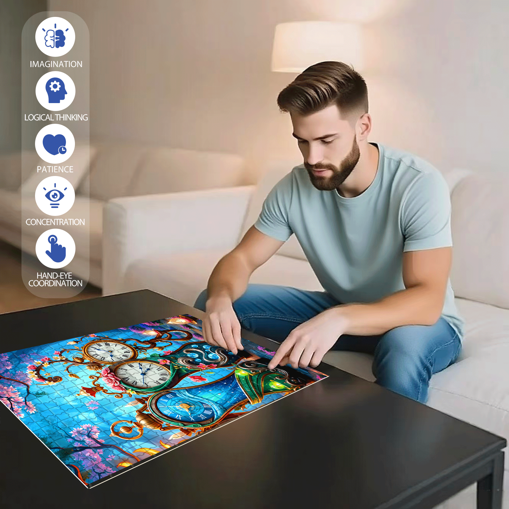 Time Controller 500pcs/1000pcs Jigsaw Puzzle, Scratch-Resistant, Interactive Family Game & Brain-Boosting DIY Decor, Perfect for Halloween, Christmas & New Year Gifts, Family Puzzle Game