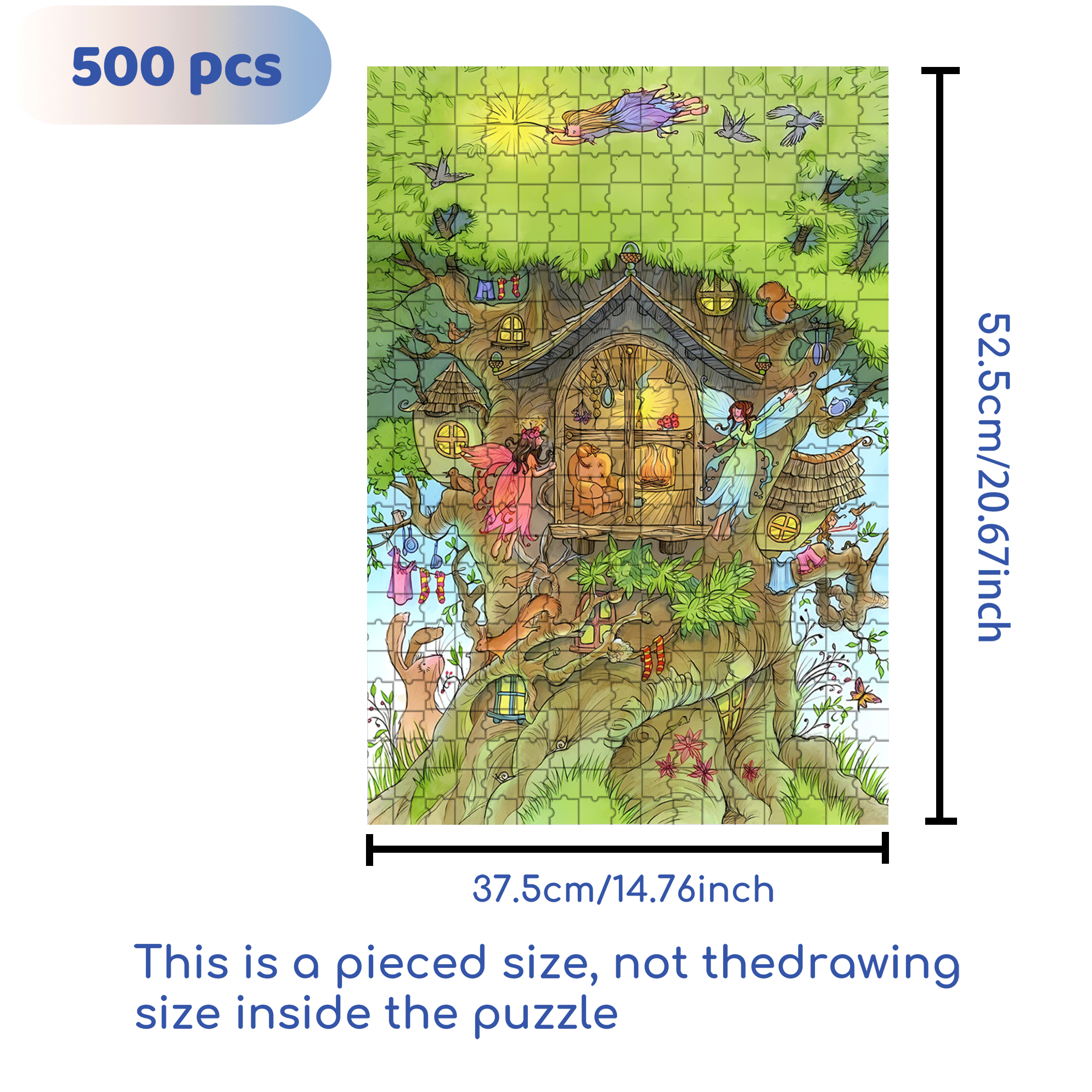 Tree House - Artist Lyn Stone 500pcs/1000pcs Jigsaw Puzzle, Scratch-Resistant, Interactive Family Game & Brain-Boosting DIY Decor, Perfect for Halloween, Christmas & New Year Gifts, Family Puzzle Game