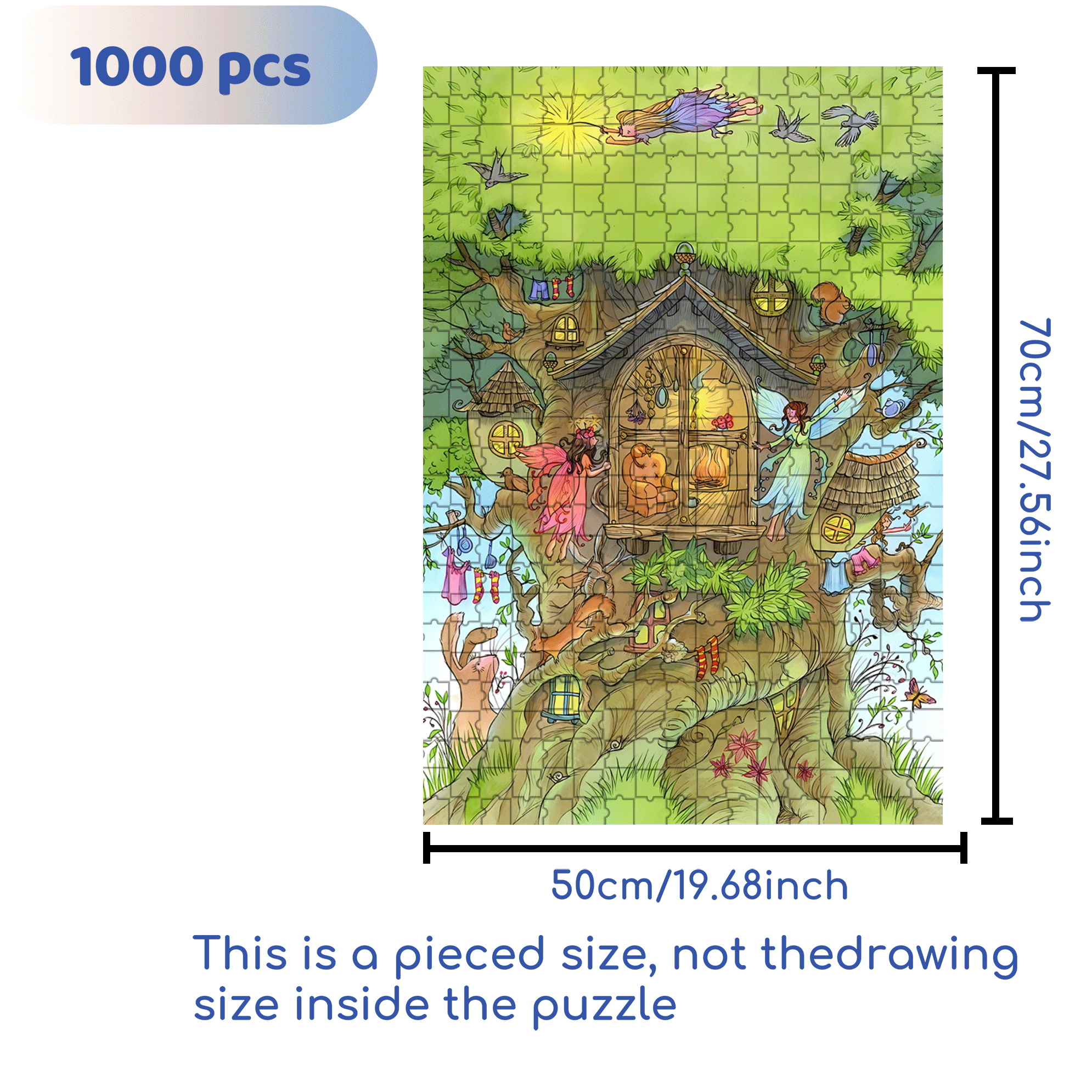 Tree House - Artist Lyn Stone 500pcs/1000pcs Jigsaw Puzzle, Scratch-Resistant, Interactive Family Game & Brain-Boosting DIY Decor, Perfect for Halloween, Christmas & New Year Gifts, Family Puzzle Game