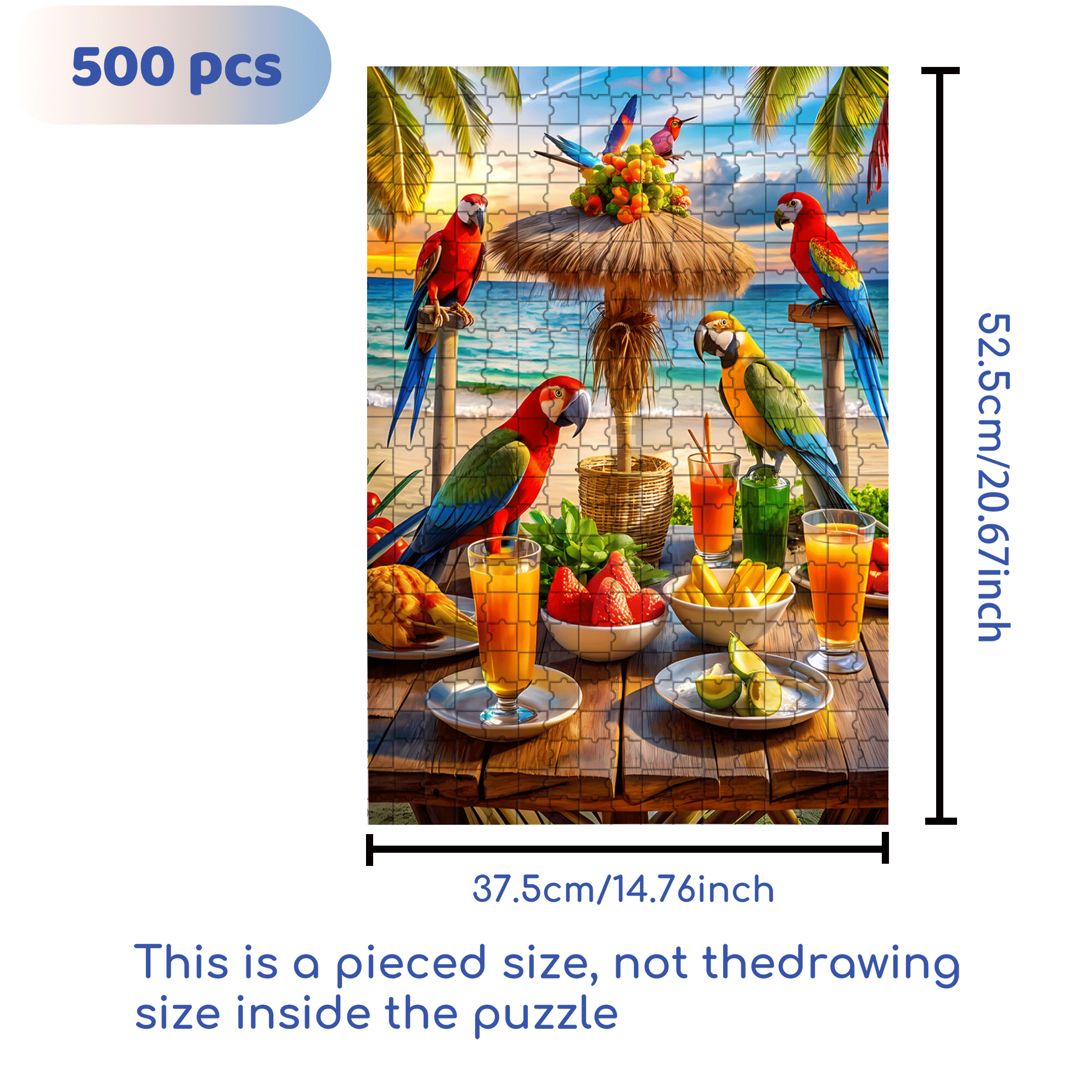 Tropical Parrot Party 500pcs/1000pcs Jigsaw Puzzle, Scratch-Resistant, Interactive Family Game & Brain-Boosting DIY Decor, Perfect for Halloween, Christmas & New Year Gifts, Family Puzzle Game