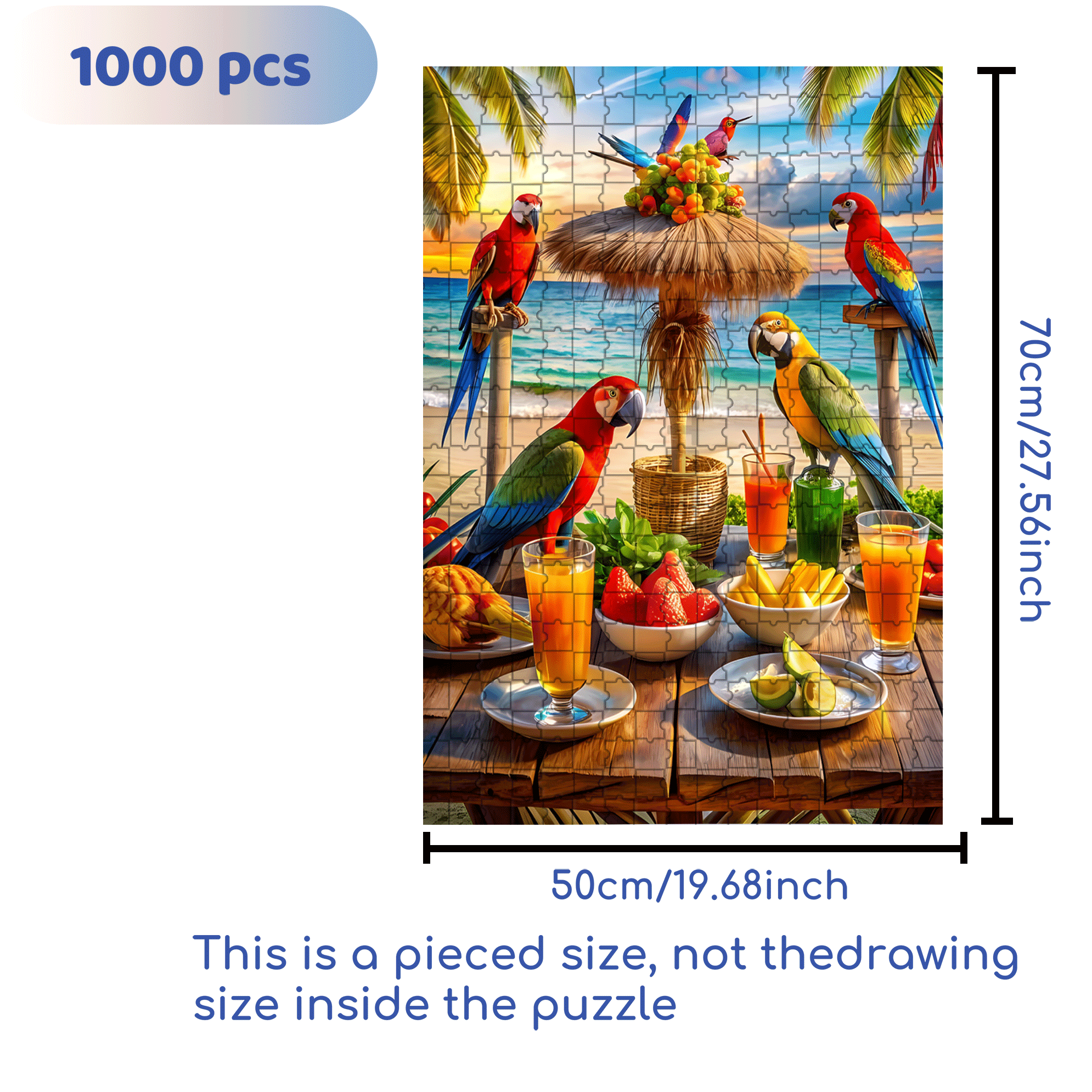 Tropical Parrot Party 500pcs/1000pcs Jigsaw Puzzle, Scratch-Resistant, Interactive Family Game & Brain-Boosting DIY Decor, Perfect for Halloween, Christmas & New Year Gifts, Family Puzzle Game