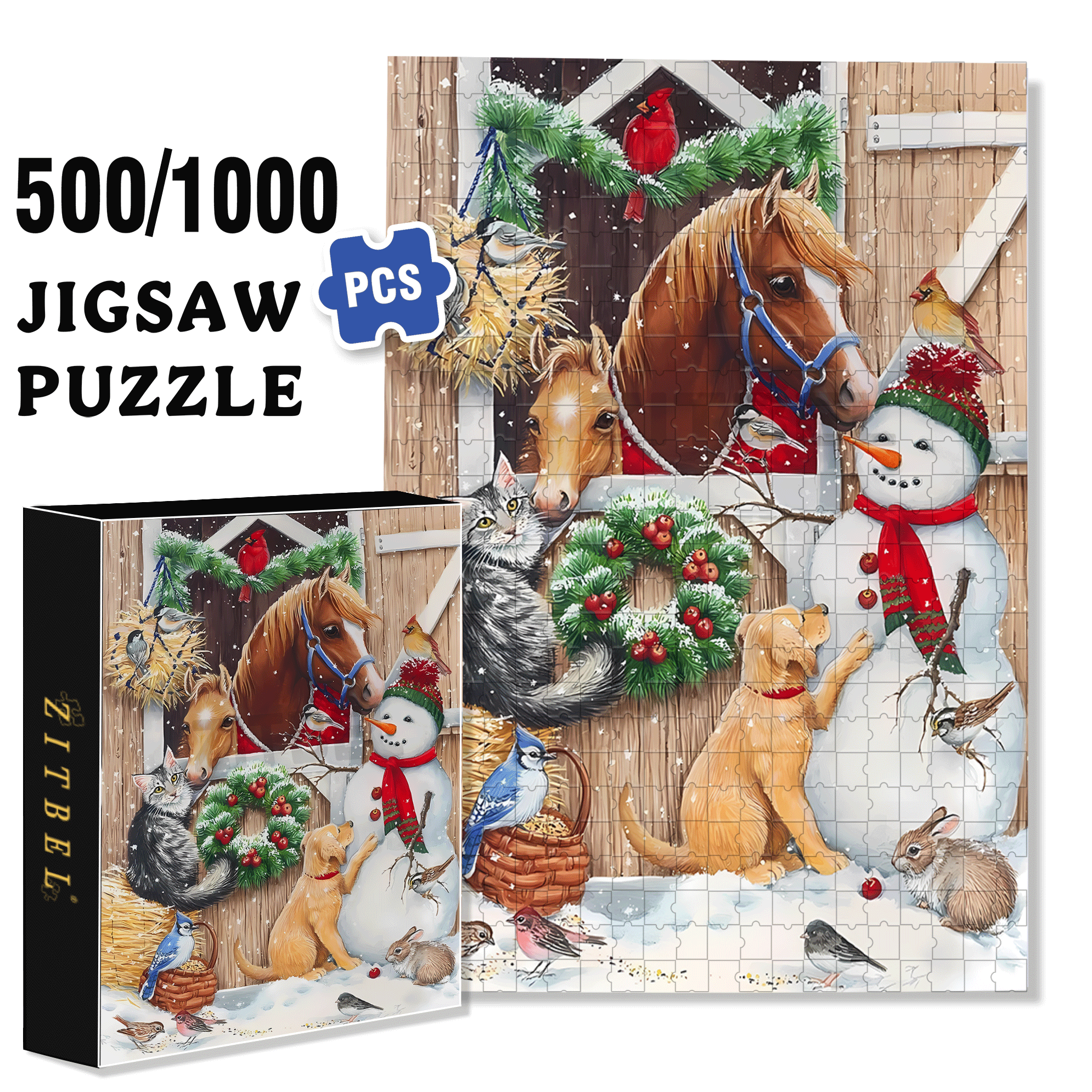 All Creatures Great 500pcs/1000pcs Jigsaw Puzzle, Scratch-Resistant, Interactive Family Game & Brain-Boosting DIY Decor, Perfect for Halloween, Christmas & New Year Gifts, Family Puzzle Game