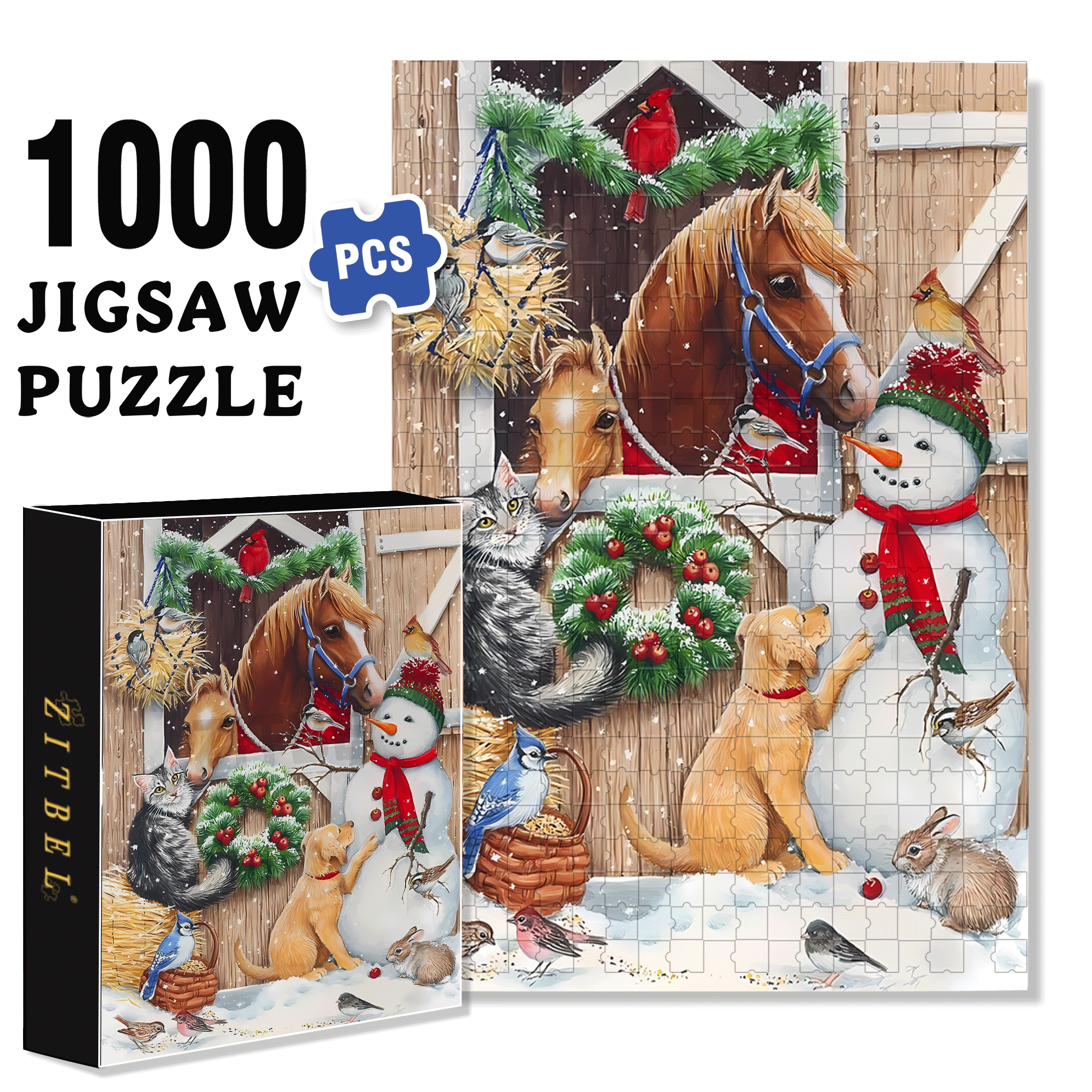 All Creatures Great 500pcs/1000pcs Jigsaw Puzzle, Scratch-Resistant, Interactive Family Game & Brain-Boosting DIY Decor, Perfect for Halloween, Christmas & New Year Gifts, Family Puzzle Game