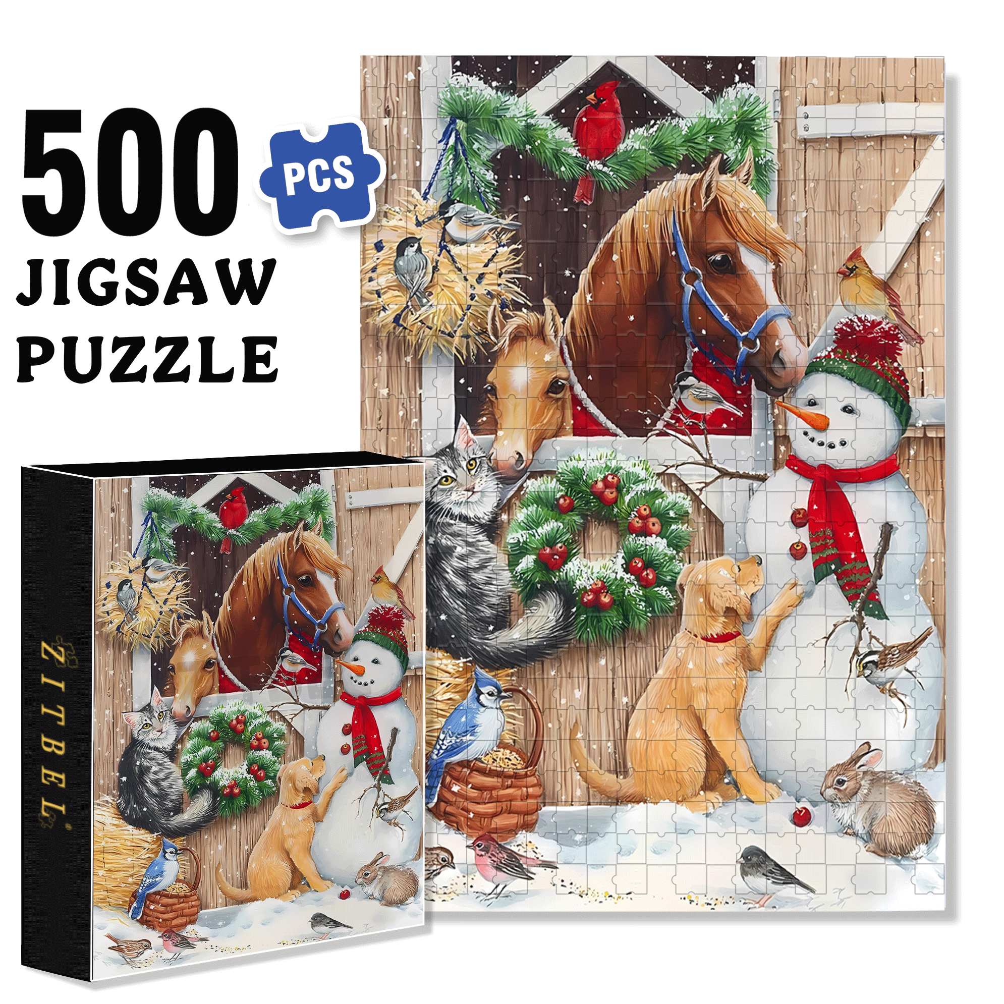 All Creatures Great 500pcs/1000pcs Jigsaw Puzzle, Scratch-Resistant, Interactive Family Game & Brain-Boosting DIY Decor, Perfect for Halloween, Christmas & New Year Gifts, Family Puzzle Game