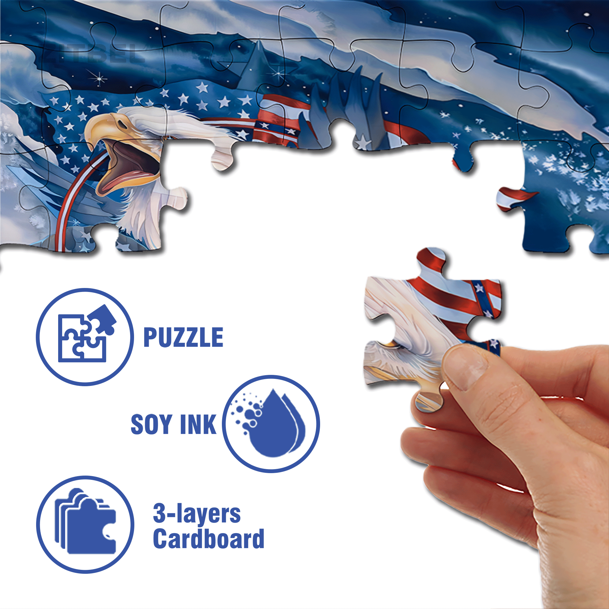 American Flag Bald Eagle Panel 500pcs/1000pcs Jigsaw Puzzle, Scratch-Resistant, Interactive Family Game & Brain-Boosting DIY Decor, Perfect for Halloween, Christmas & New Year Gifts, Family Puzzle Game
