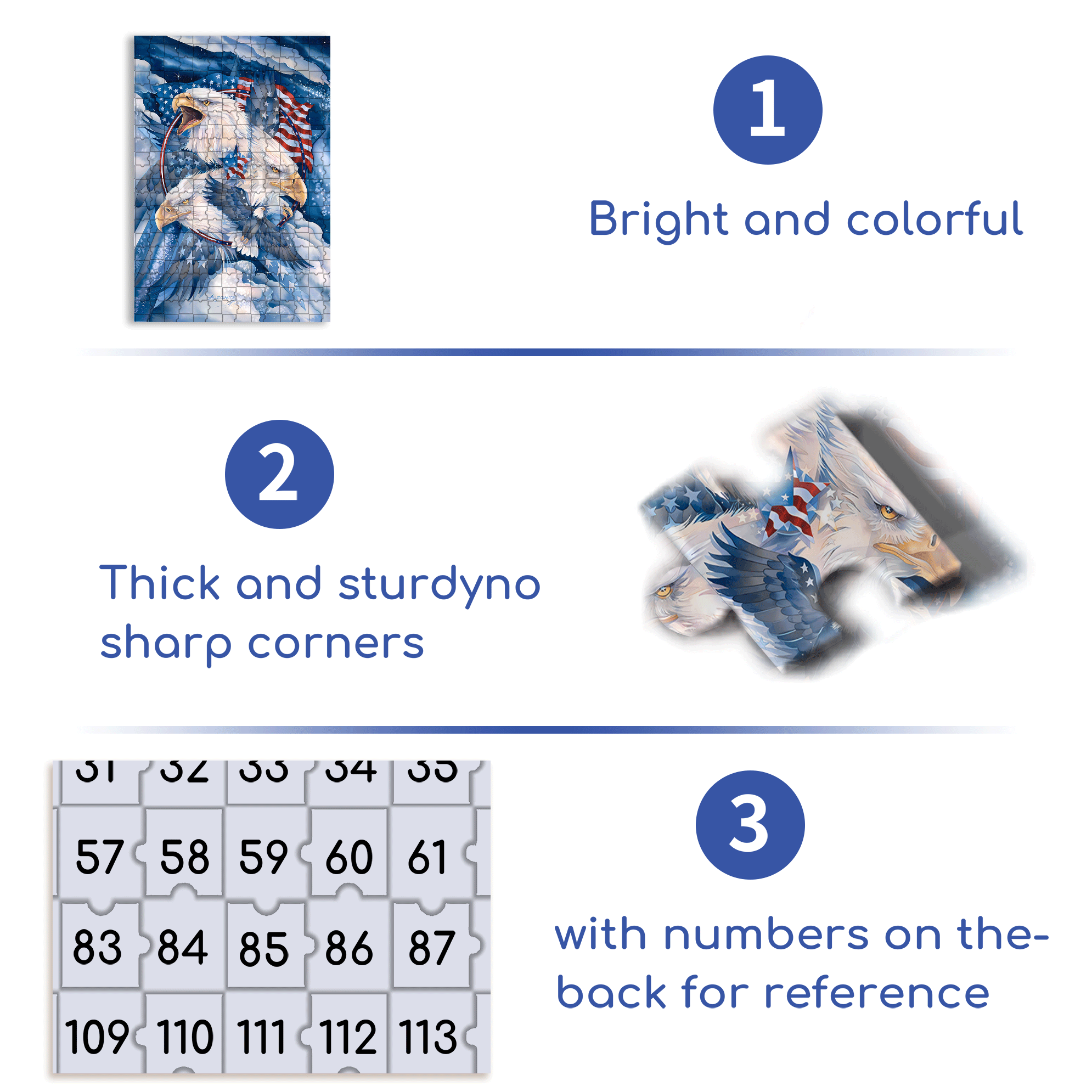 American Flag Bald Eagle Panel 500pcs/1000pcs Jigsaw Puzzle, Scratch-Resistant, Interactive Family Game & Brain-Boosting DIY Decor, Perfect for Halloween, Christmas & New Year Gifts, Family Puzzle Game
