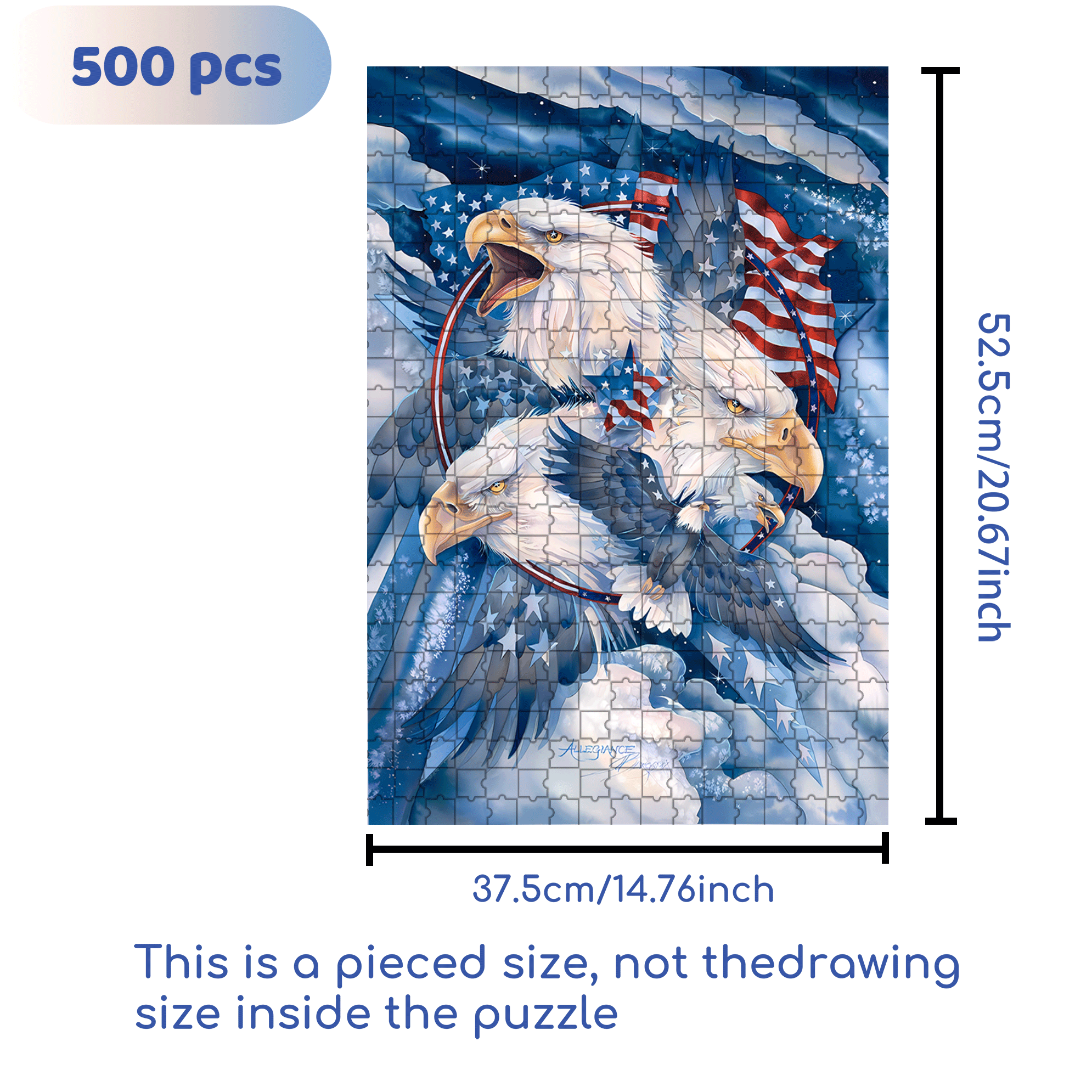 American Flag Bald Eagle Panel 500pcs/1000pcs Jigsaw Puzzle, Scratch-Resistant, Interactive Family Game & Brain-Boosting DIY Decor, Perfect for Halloween, Christmas & New Year Gifts, Family Puzzle Game
