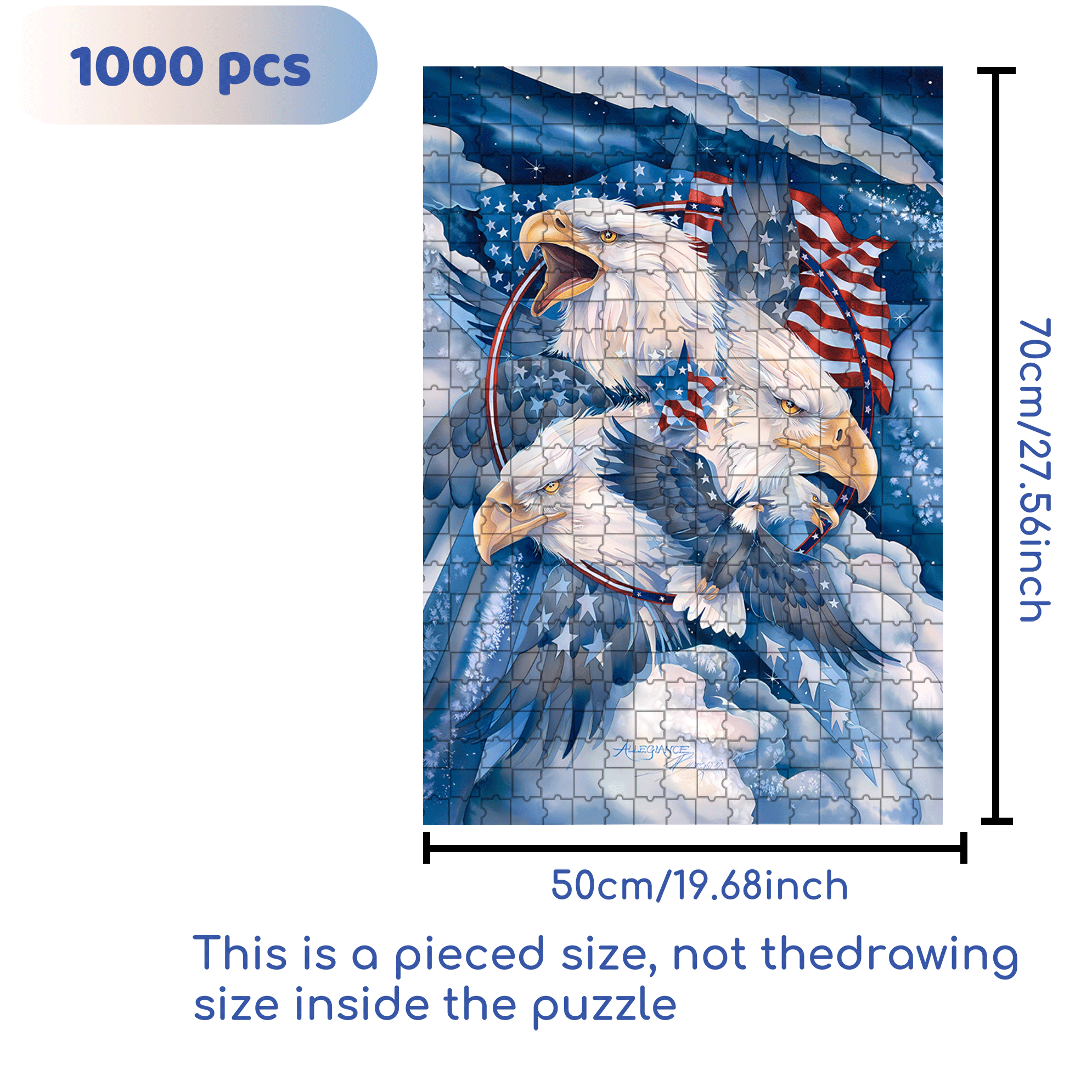 American Flag Bald Eagle Panel 500pcs/1000pcs Jigsaw Puzzle, Scratch-Resistant, Interactive Family Game & Brain-Boosting DIY Decor, Perfect for Halloween, Christmas & New Year Gifts, Family Puzzle Game