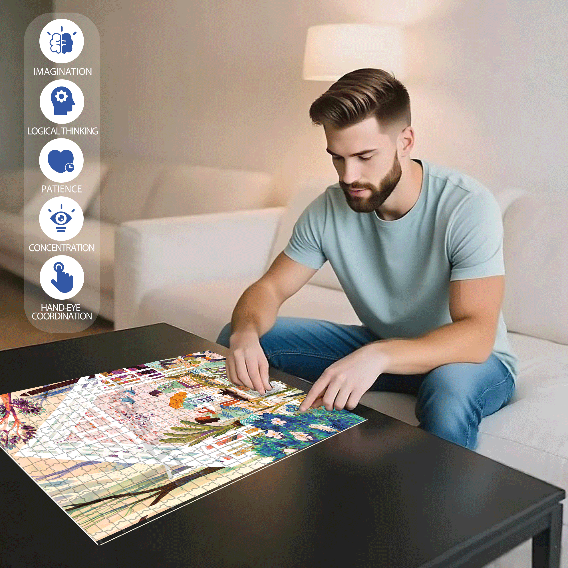 At the Greenhouse 500pcs/1000pcs Jigsaw Puzzle, Scratch-Resistant, Interactive Family Game & Brain-Boosting DIY Decor, Perfect for Halloween, Christmas & New Year Gifts, Family Puzzle Game