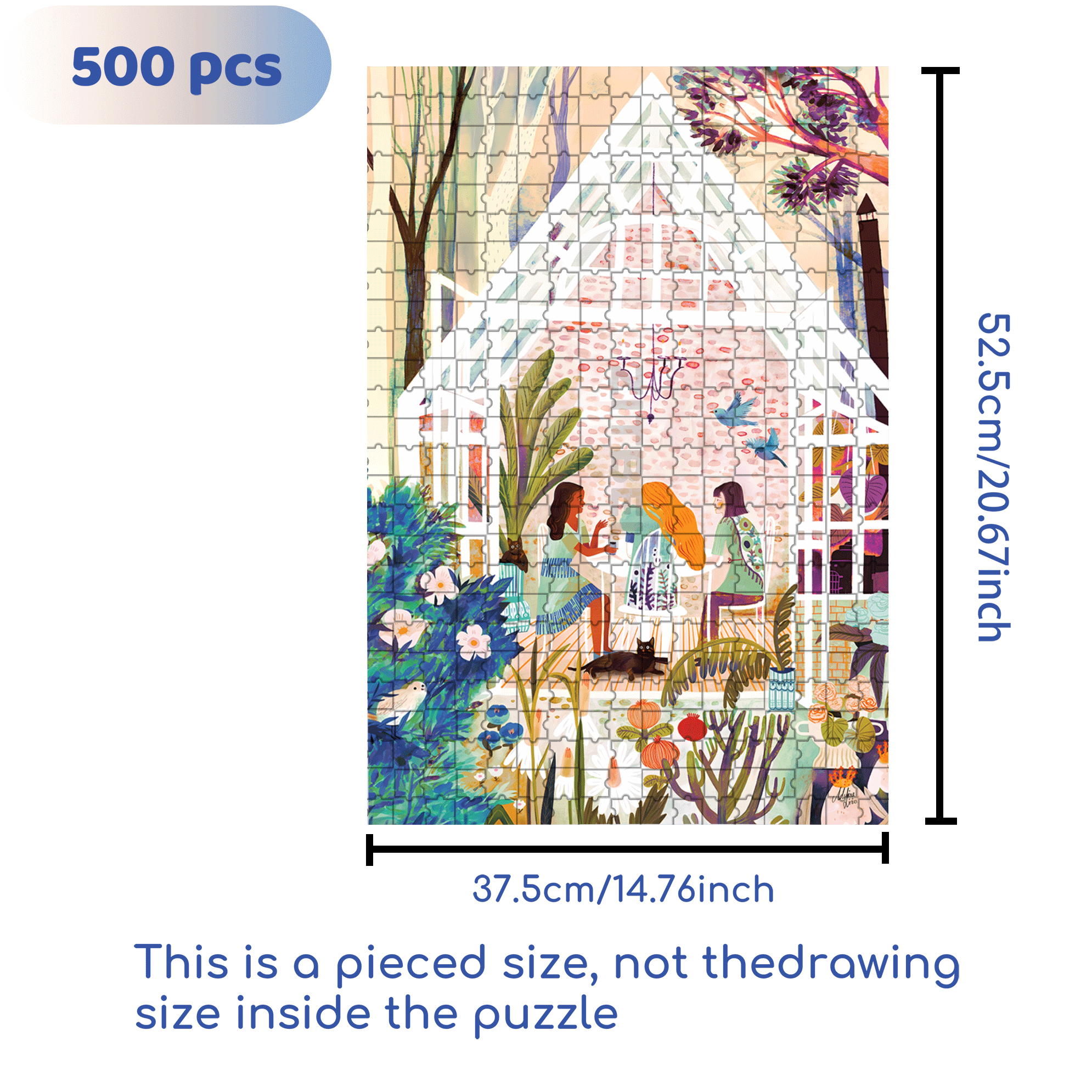 At the Greenhouse 500pcs/1000pcs Jigsaw Puzzle, Scratch-Resistant, Interactive Family Game & Brain-Boosting DIY Decor, Perfect for Halloween, Christmas & New Year Gifts, Family Puzzle Game