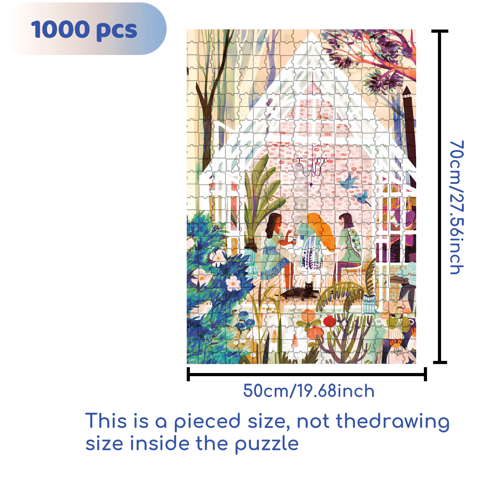 At the Greenhouse 500pcs/1000pcs Jigsaw Puzzle, Scratch-Resistant, Interactive Family Game & Brain-Boosting DIY Decor, Perfect for Halloween, Christmas & New Year Gifts, Family Puzzle Game