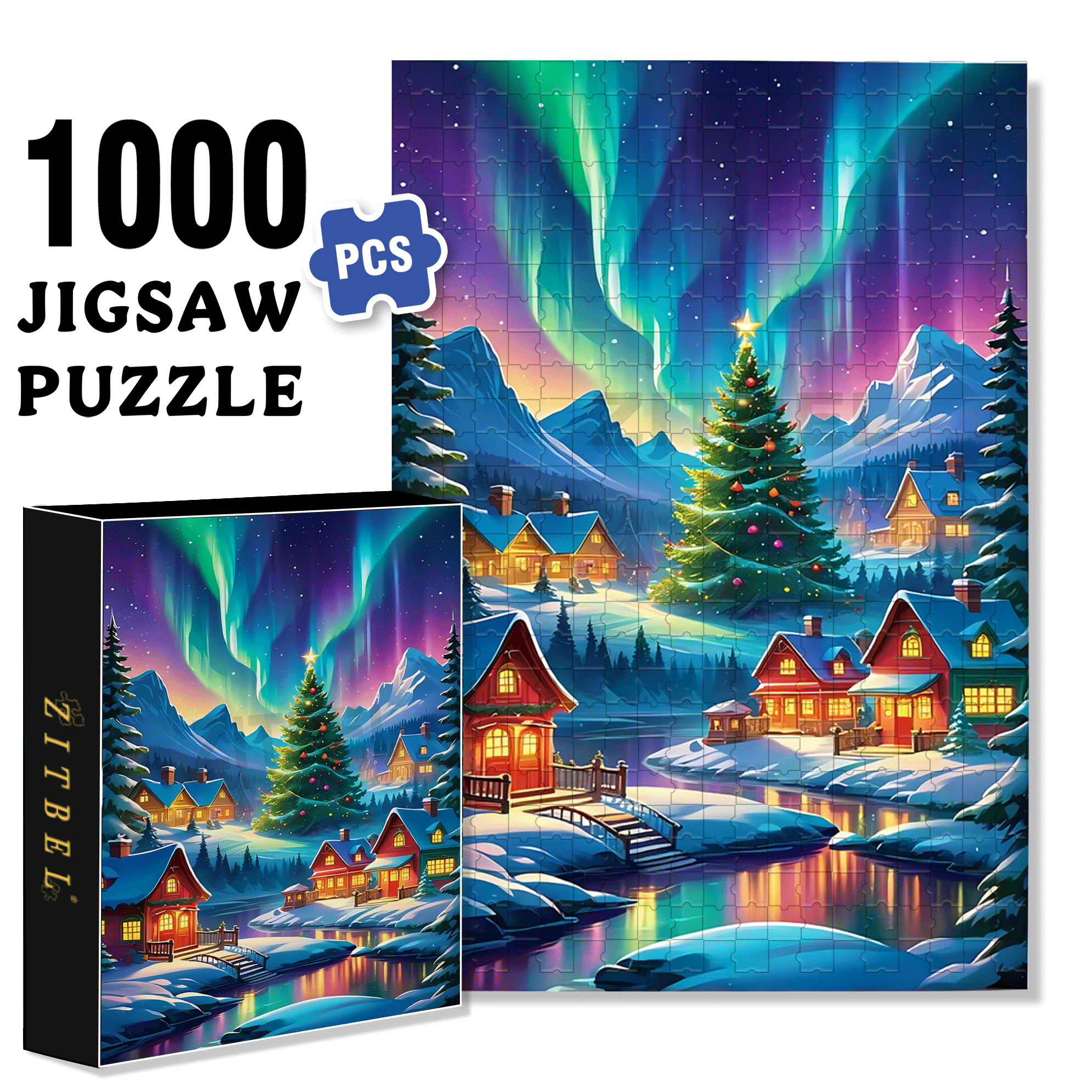 Aurora Town 500pcs/1000pcs Jigsaw Puzzle, Scratch-Resistant, Interactive Family Game & Brain-Boosting DIY Decor, Perfect for Halloween, Christmas & New Year Gifts, Family Puzzle Game