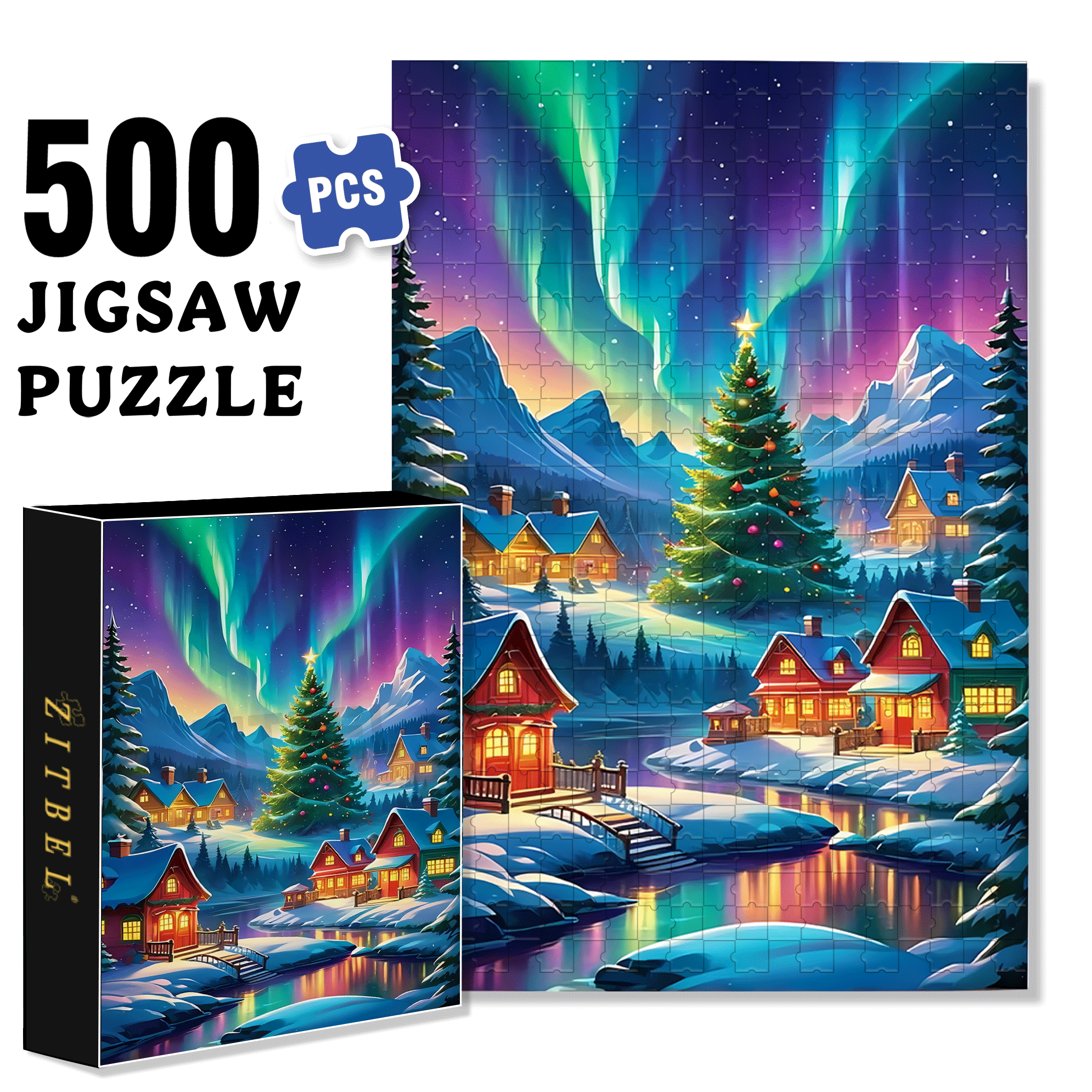 Aurora Town 500pcs/1000pcs Jigsaw Puzzle, Scratch-Resistant, Interactive Family Game & Brain-Boosting DIY Decor, Perfect for Halloween, Christmas & New Year Gifts, Family Puzzle Game