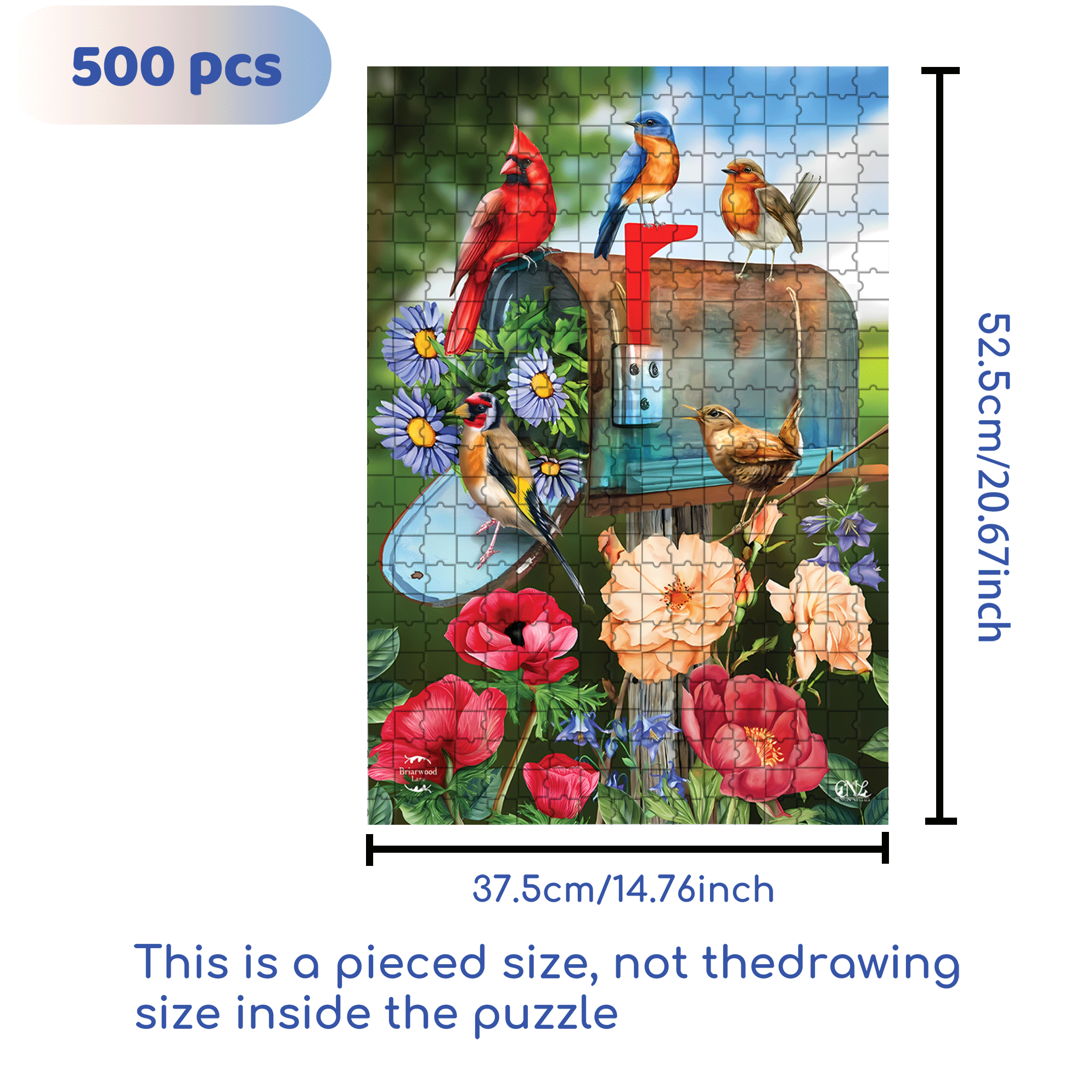 Birds and Mailbox Spring Garden 500pcs/1000pcs Jigsaw Puzzle, Scratch-Resistant, Interactive Family Game & Brain-Boosting DIY Decor, Perfect for Halloween, Christmas & New Year Gifts, Family Puzzle Game