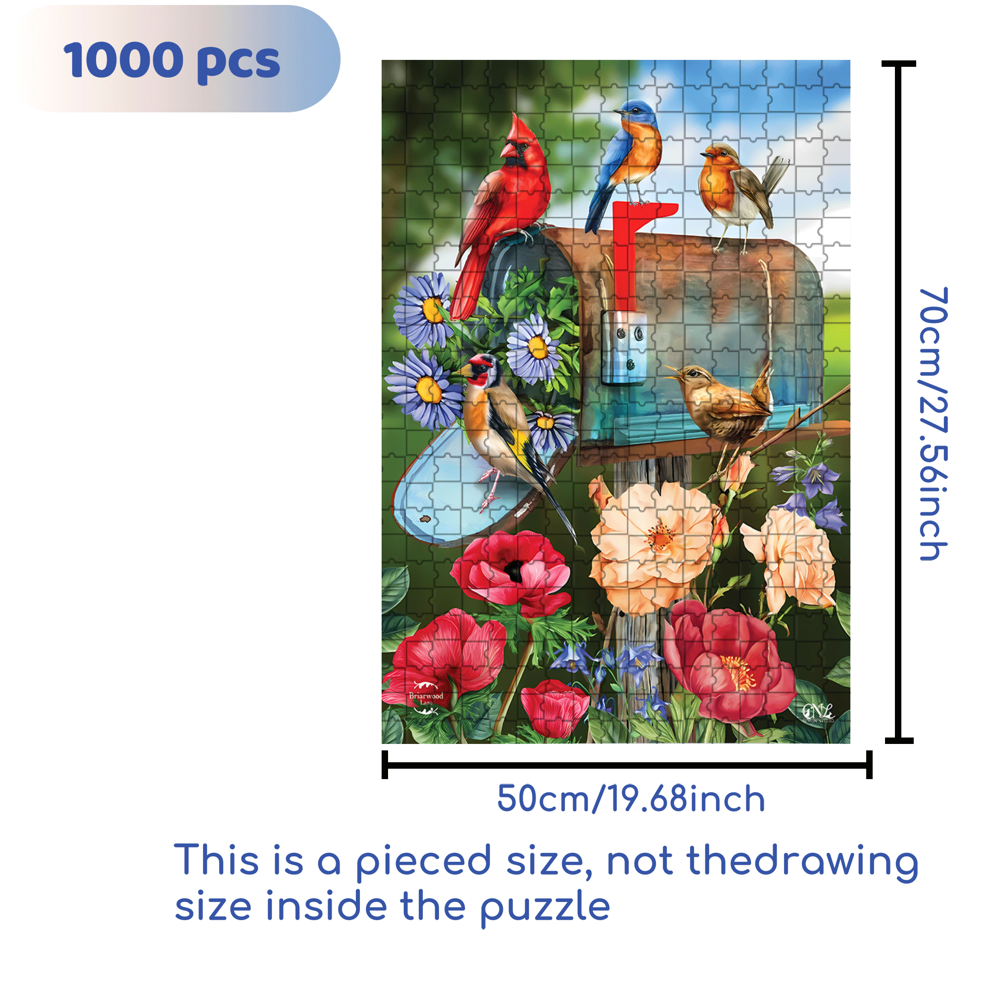 Birds and Mailbox Spring Garden 500pcs/1000pcs Jigsaw Puzzle, Scratch-Resistant, Interactive Family Game & Brain-Boosting DIY Decor, Perfect for Halloween, Christmas & New Year Gifts, Family Puzzle Game