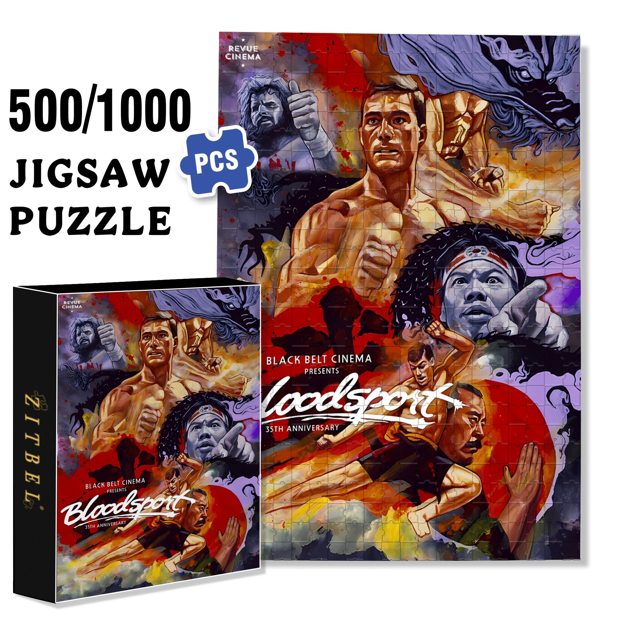 Blood Sport 500pcs/1000pcs Jigsaw Puzzle, Scratch-Resistant, Interactive Family Game & Brain-Boosting DIY Decor, Perfect for Halloween, Christmas & New Year Gifts, Family Puzzle Game