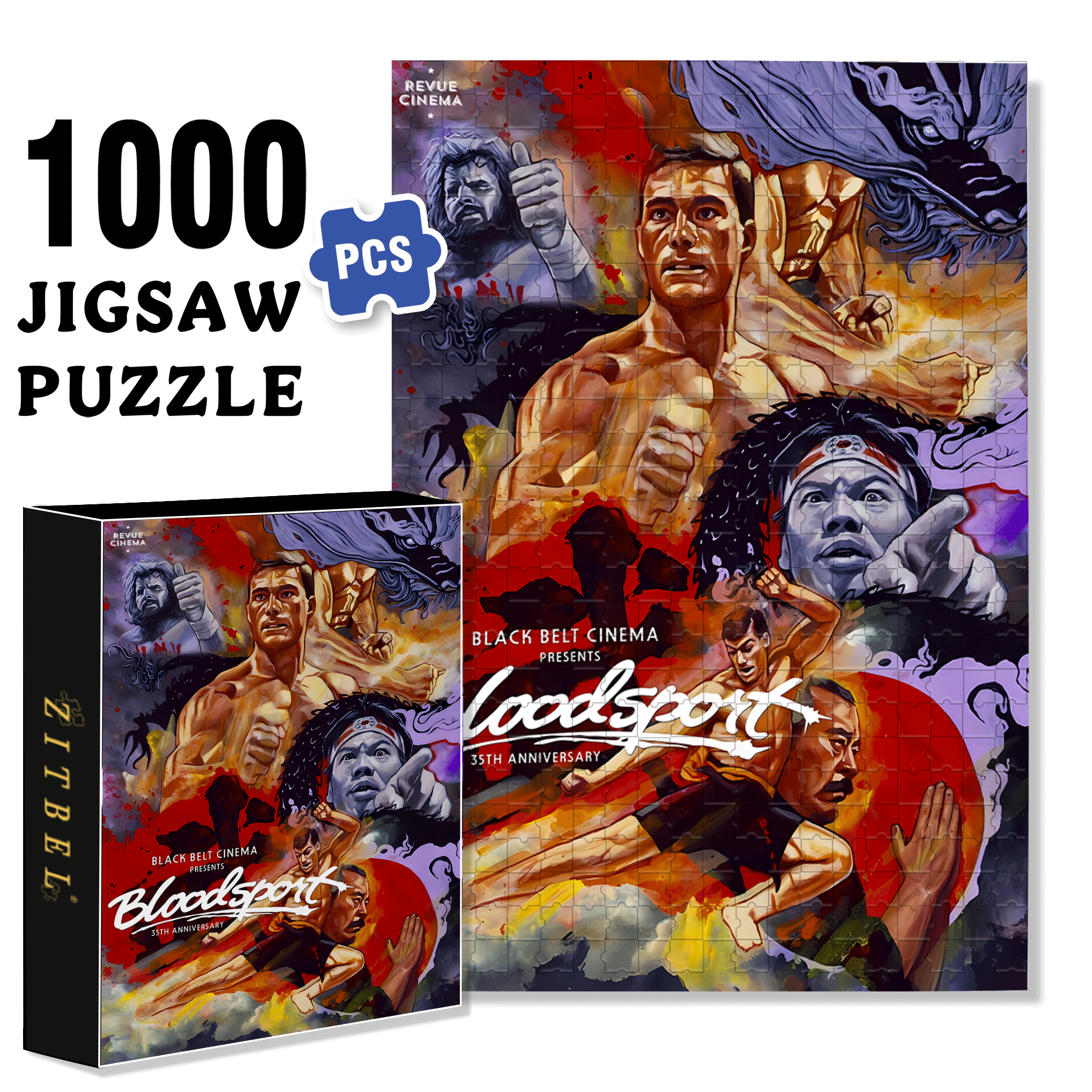 Blood Sport 500pcs/1000pcs Jigsaw Puzzle, Scratch-Resistant, Interactive Family Game & Brain-Boosting DIY Decor, Perfect for Halloween, Christmas & New Year Gifts, Family Puzzle Game