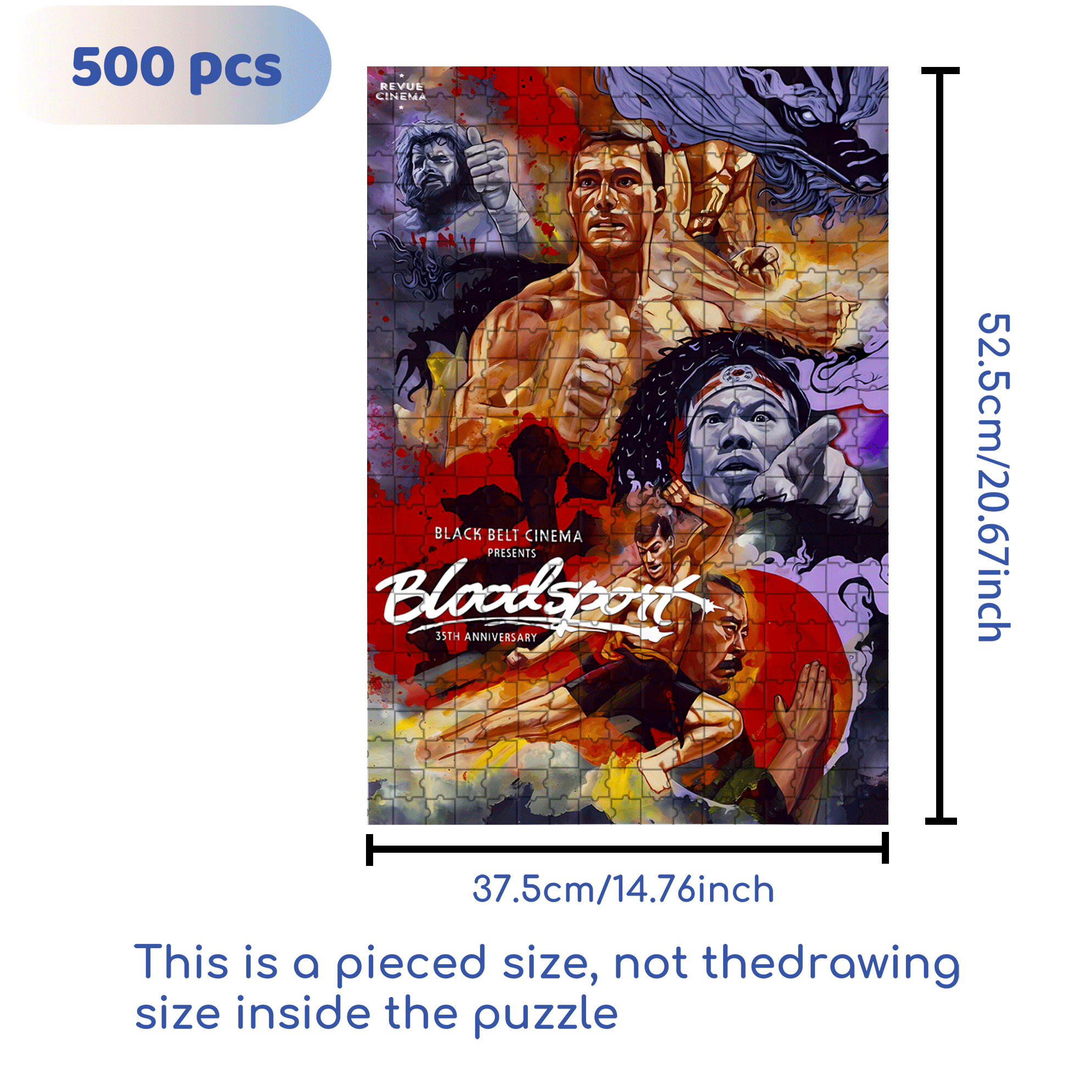 Blood Sport 500pcs/1000pcs Jigsaw Puzzle, Scratch-Resistant, Interactive Family Game & Brain-Boosting DIY Decor, Perfect for Halloween, Christmas & New Year Gifts, Family Puzzle Game