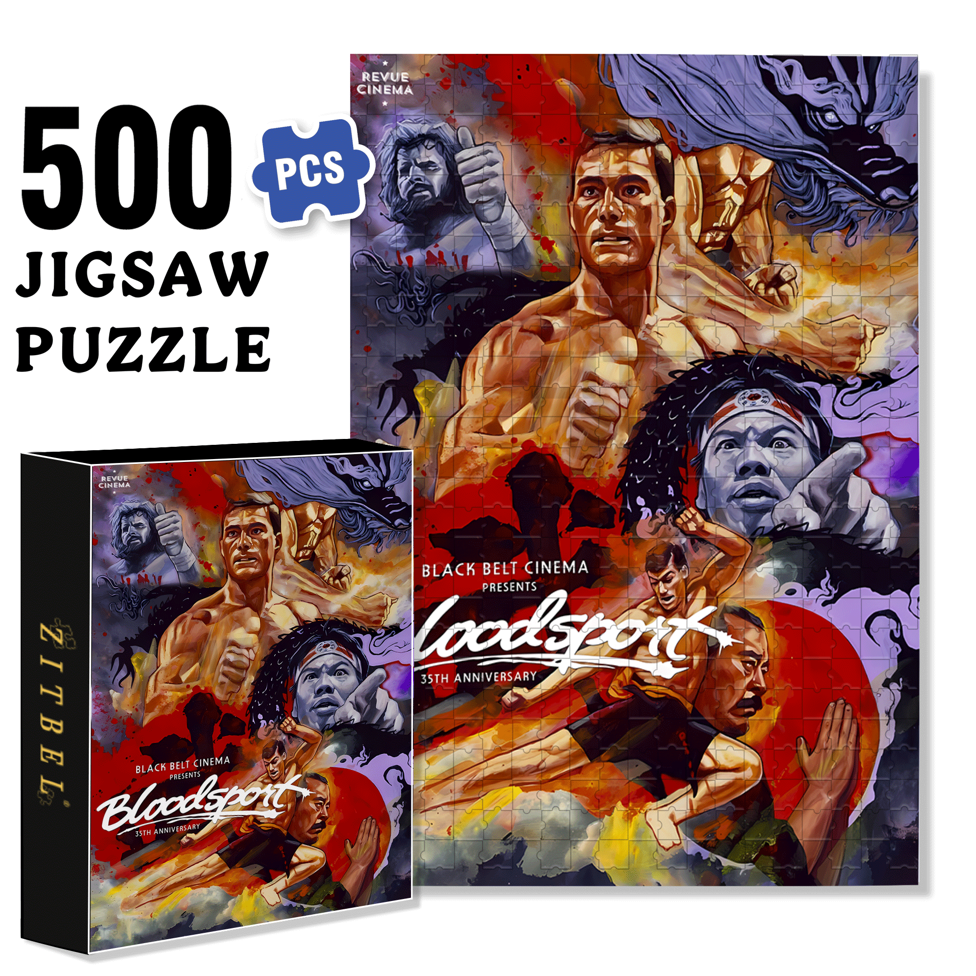 Blood Sport 500pcs/1000pcs Jigsaw Puzzle, Scratch-Resistant, Interactive Family Game & Brain-Boosting DIY Decor, Perfect for Halloween, Christmas & New Year Gifts, Family Puzzle Game