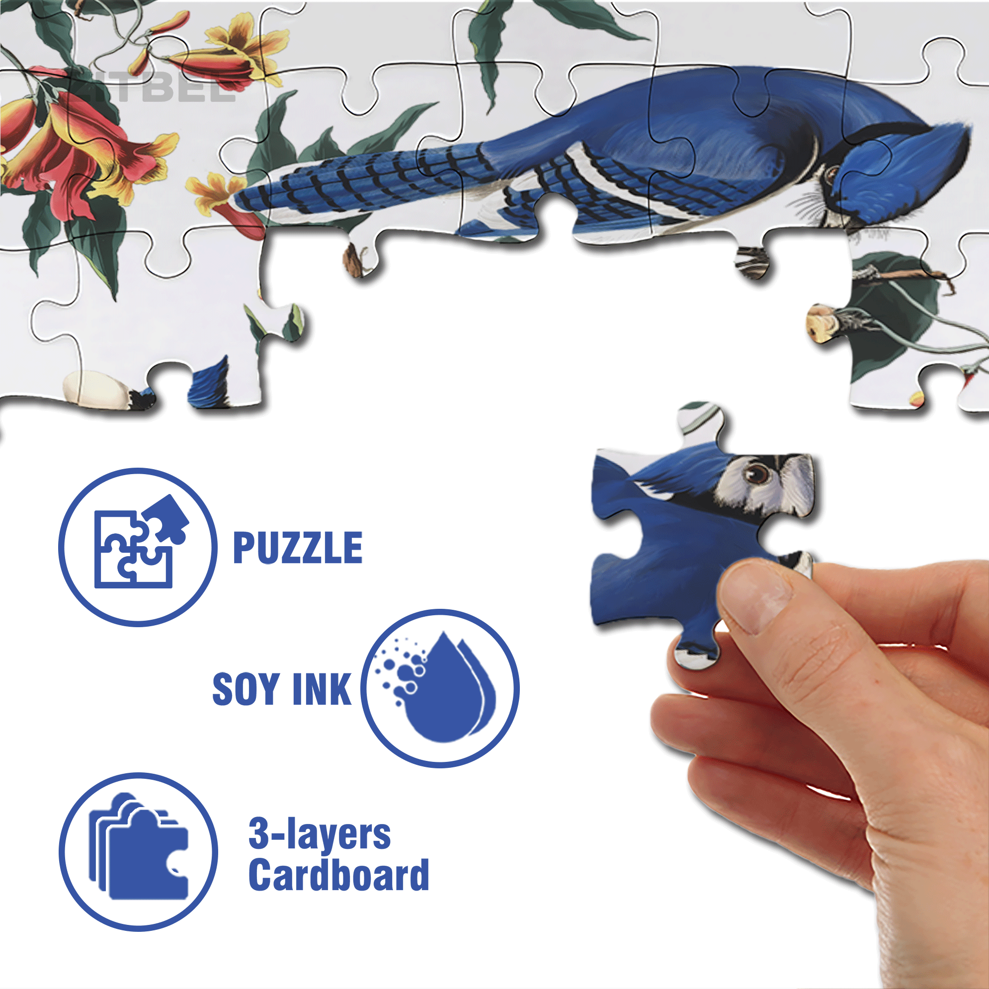Blue Jays 500pcs/1000pcs Jigsaw Puzzle, Scratch-Resistant, Interactive Family Game & Brain-Boosting DIY Decor, Perfect for Halloween, Christmas & New Year Gifts, Family Puzzle Game