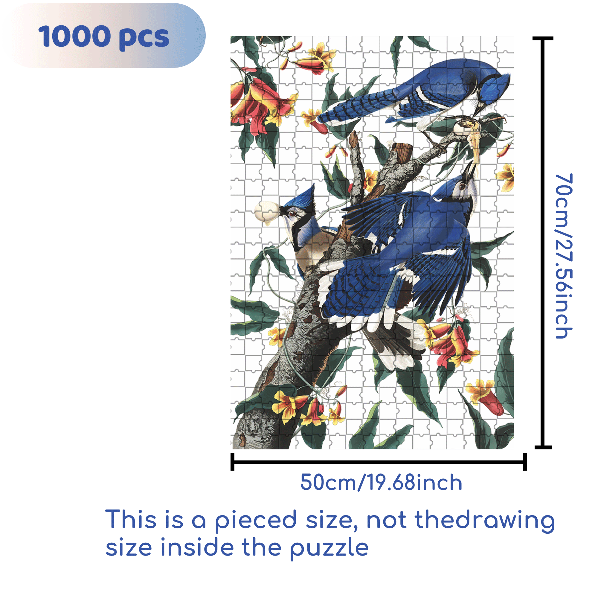Blue Jays 500pcs/1000pcs Jigsaw Puzzle, Scratch-Resistant, Interactive Family Game & Brain-Boosting DIY Decor, Perfect for Halloween, Christmas & New Year Gifts, Family Puzzle Game