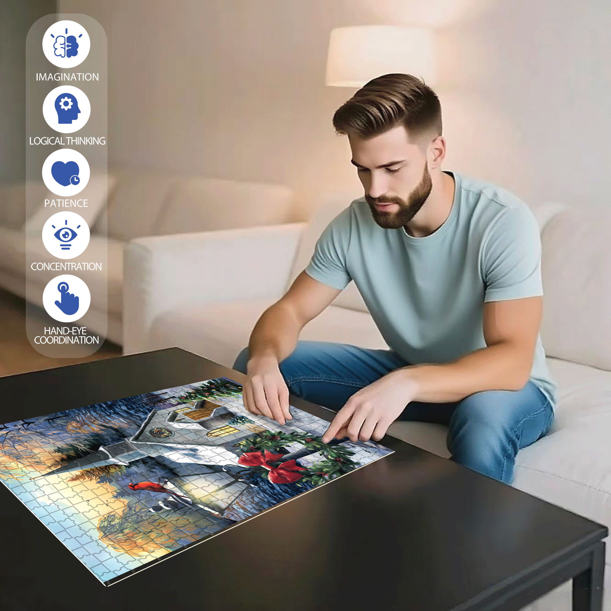 Briarwood Lane Come All Ye Faithful Winter Garden 500pcs/1000pcs Jigsaw Puzzle, Scratch-Resistant, Interactive Family Game & Brain-Boosting DIY Decor, Perfect for Halloween, Christmas & New Year Gifts, Family Puzzle Game