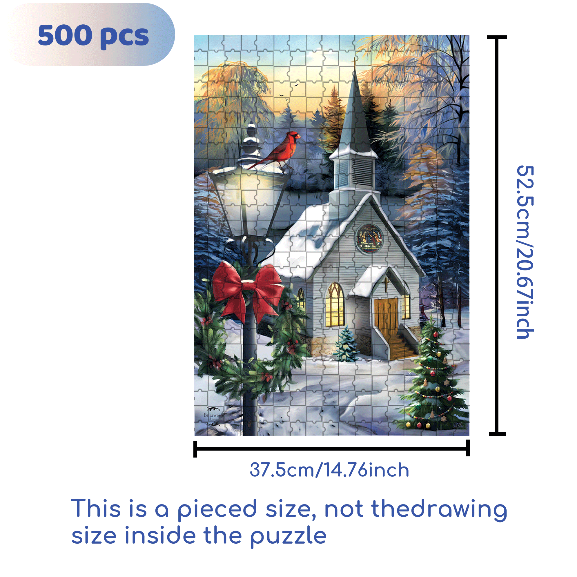Briarwood Lane Come All Ye Faithful Winter Garden 500pcs/1000pcs Jigsaw Puzzle, Scratch-Resistant, Interactive Family Game & Brain-Boosting DIY Decor, Perfect for Halloween, Christmas & New Year Gifts, Family Puzzle Game
