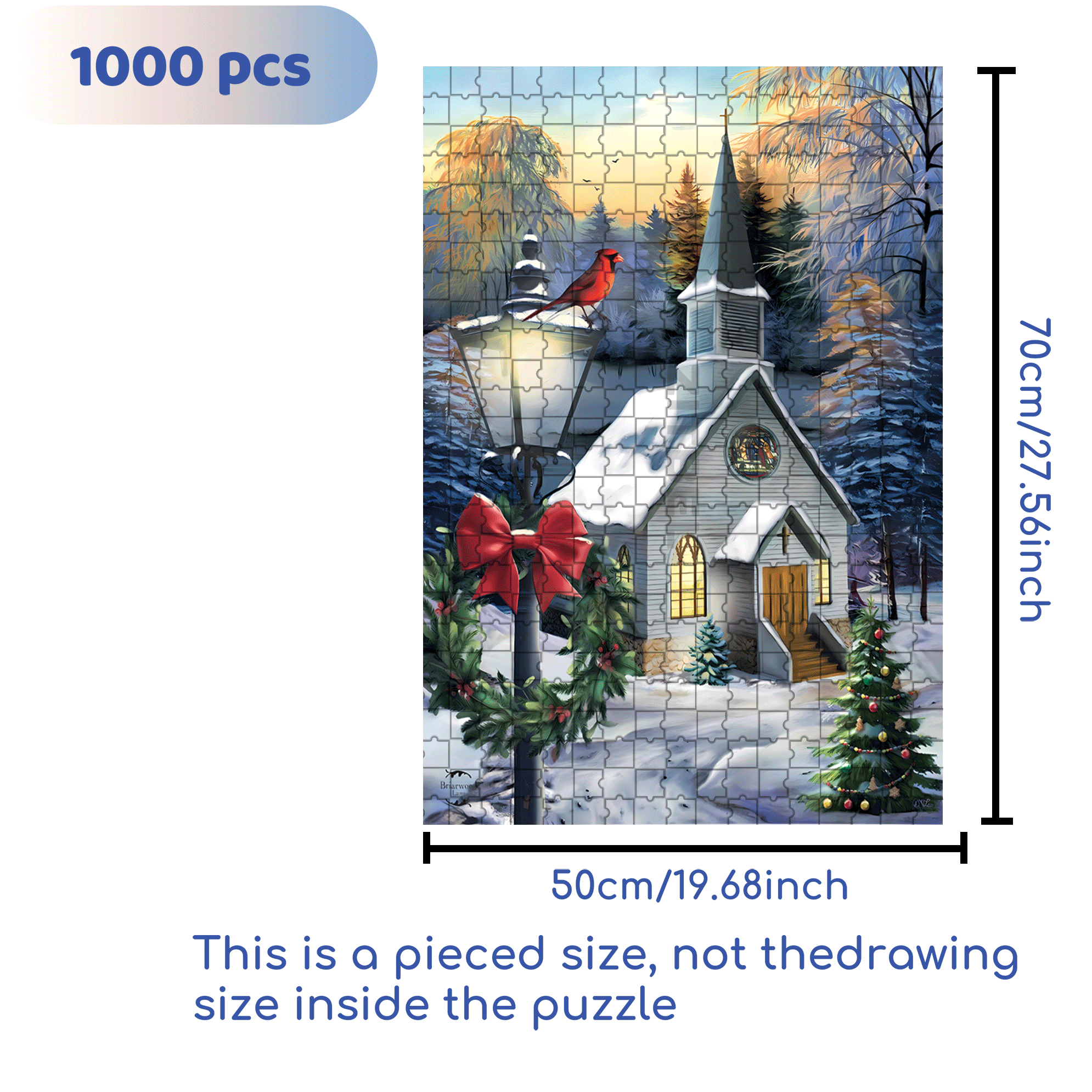 Briarwood Lane Come All Ye Faithful Winter Garden 500pcs/1000pcs Jigsaw Puzzle, Scratch-Resistant, Interactive Family Game & Brain-Boosting DIY Decor, Perfect for Halloween, Christmas & New Year Gifts, Family Puzzle Game